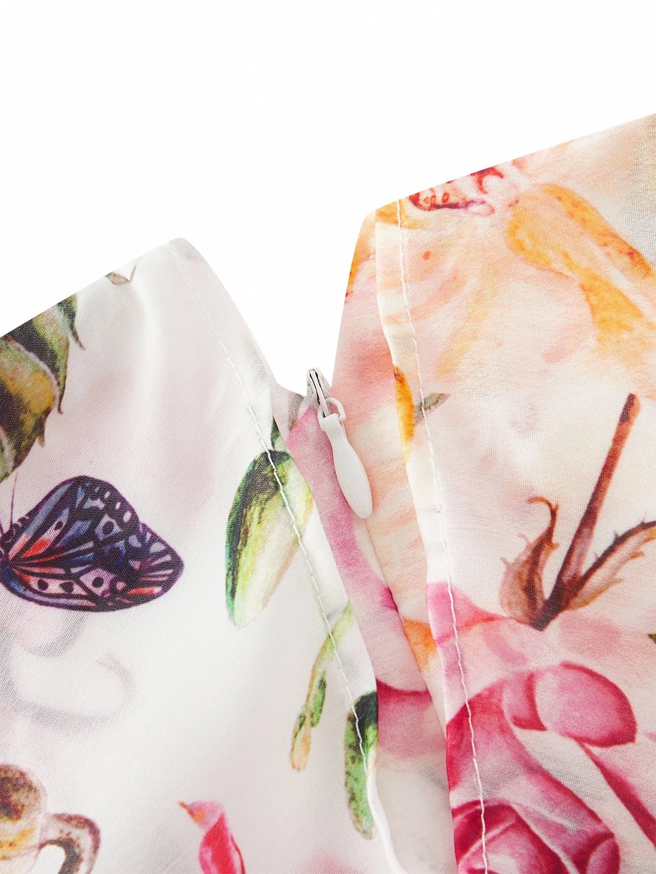 PREMIUM FLORAL PRINT RUFFLE TRIM DRESS