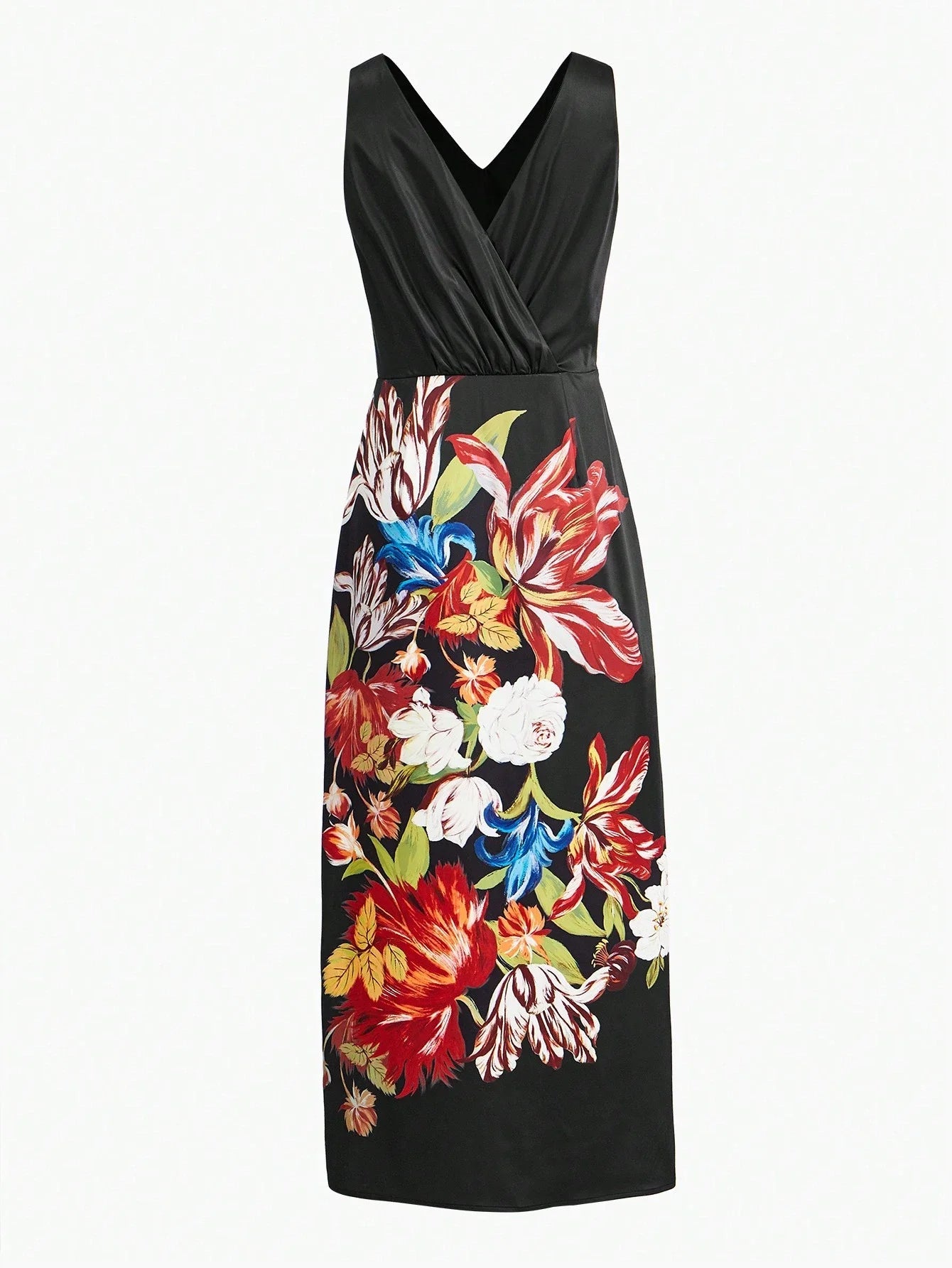 PREMIUM FLORAL PRINT THIGH SLIT DRESS