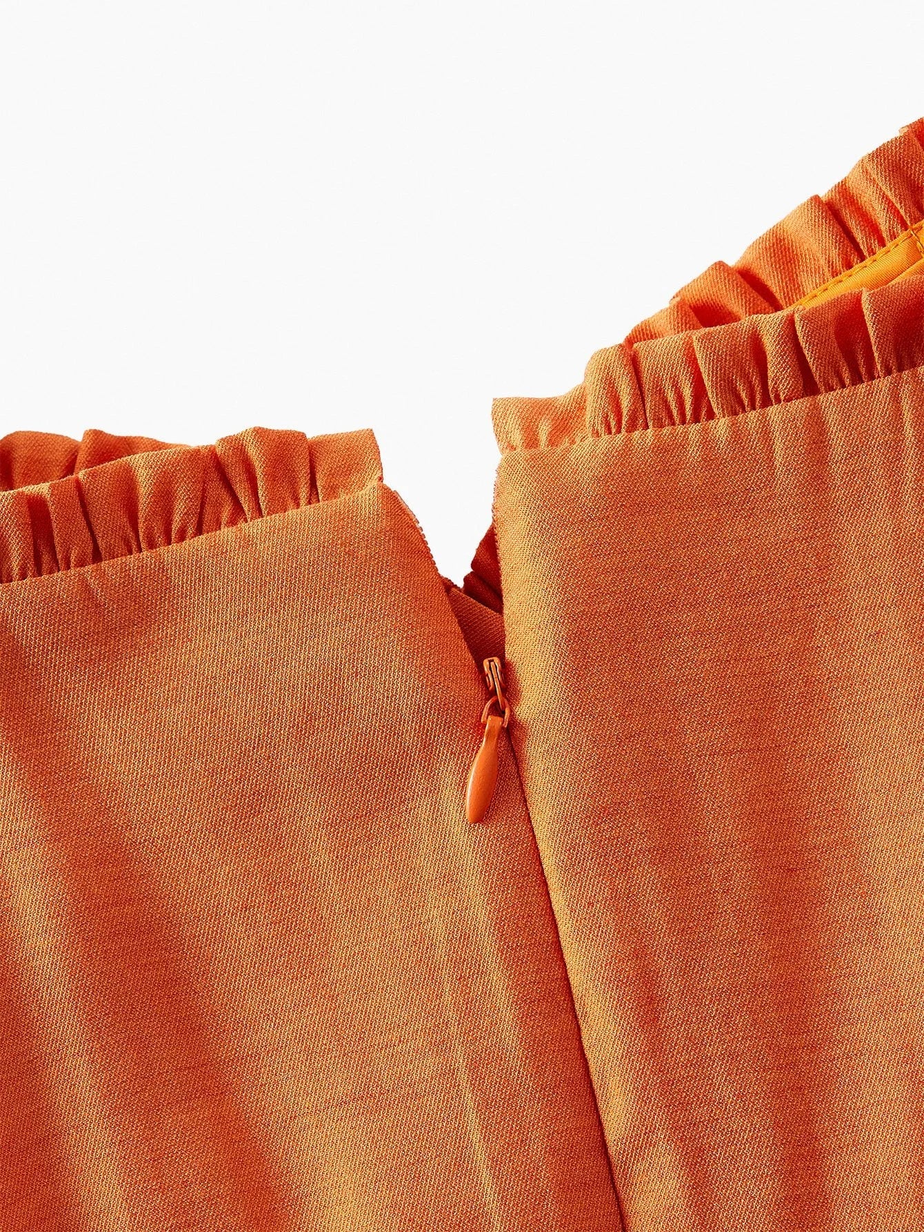 PREMIUM FRILL TRIM GATHERED SLEEVELESS DRESS