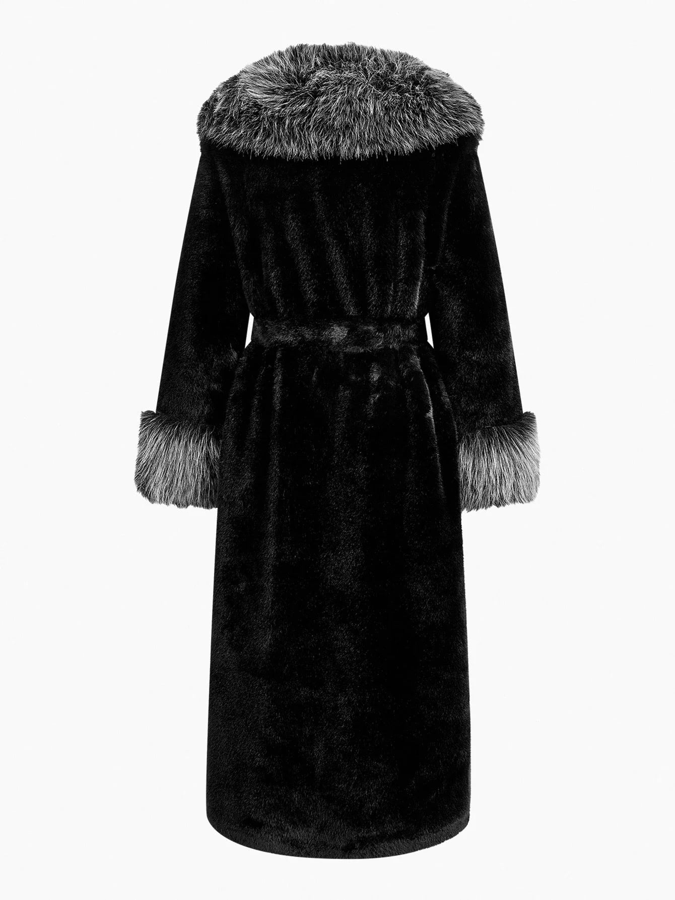 PREMIUM FURRY TRIM OPEN FRONT COAT