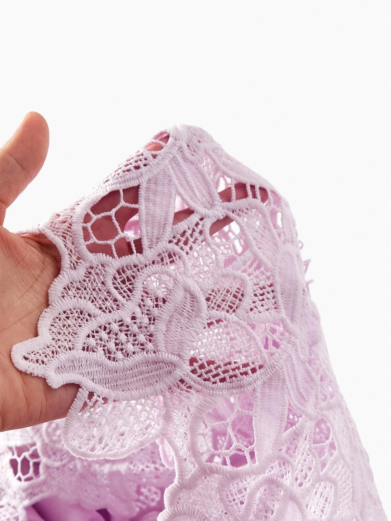 PREMIUM GUIPURE LACE OVERLAY PUFF SLEEVE BELTED SHORT SHIRT DRESS