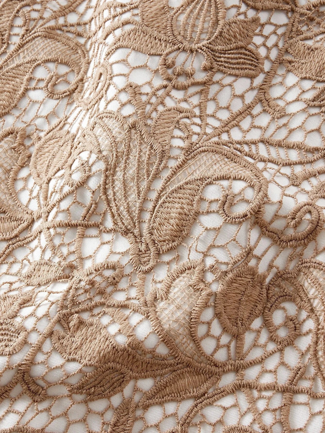 PREMIUM GUIPURE LACE ZIPPER BACK SPLIT HEM SLIM FIT DRESS WITHOUT BELT