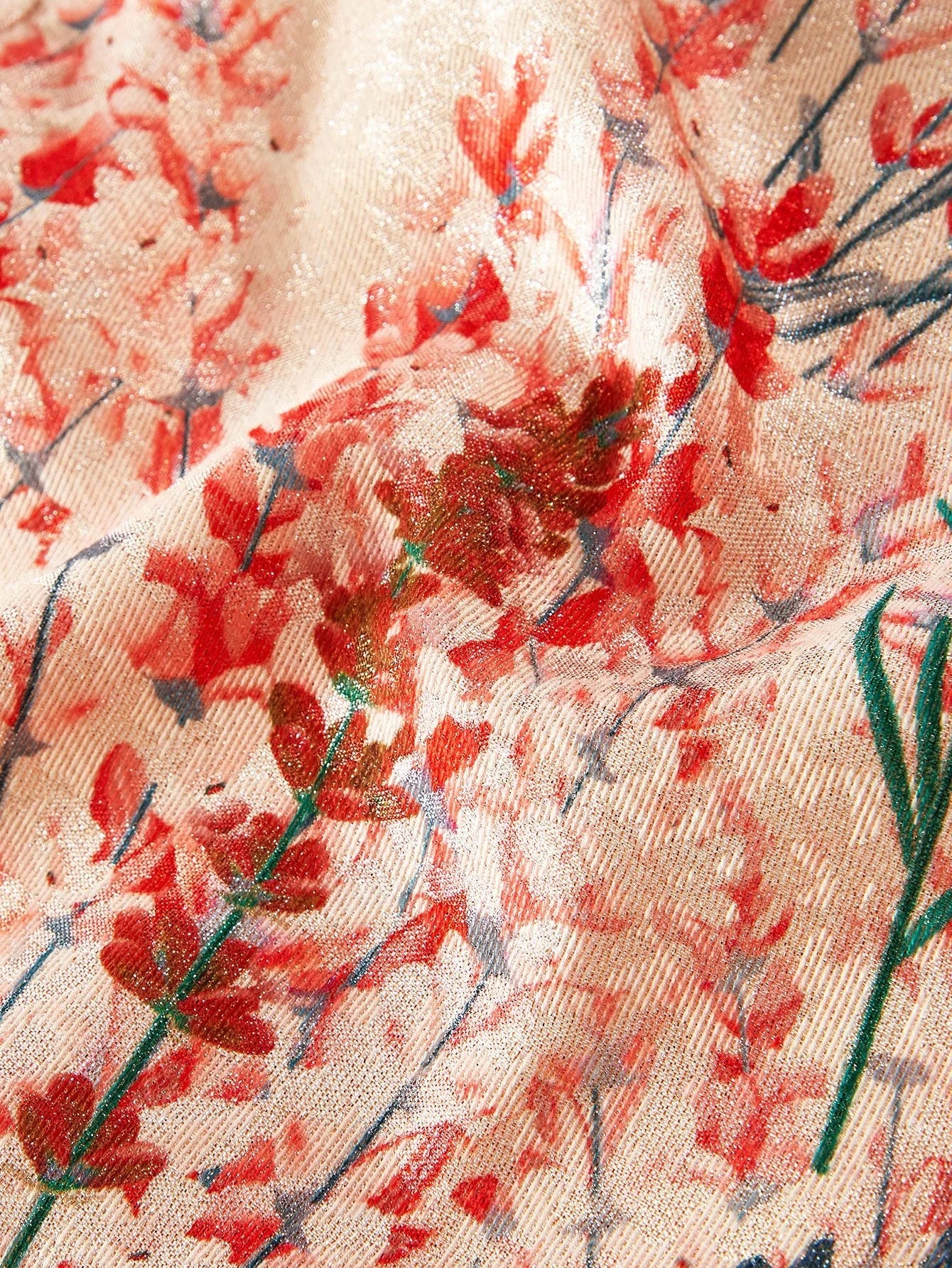 PREMIUM JACQUARD FLORAL PRINT CONTRAST PLEATED PANEL DRESS