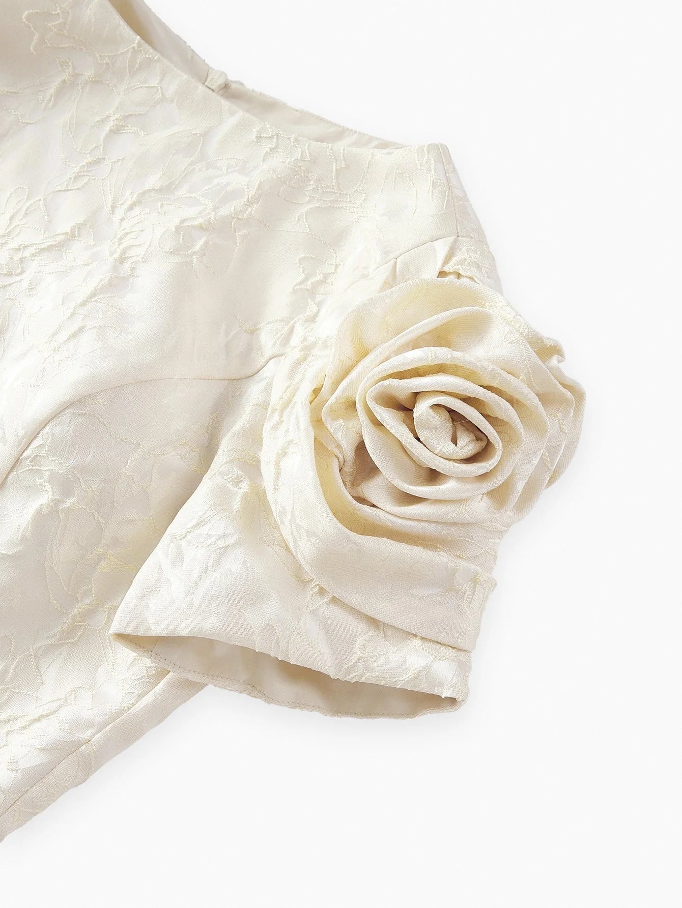 PREMIUM JACQUARD STEREO FLOWER DETAIL MINI DRESS WITHOUT CHAIN BELT