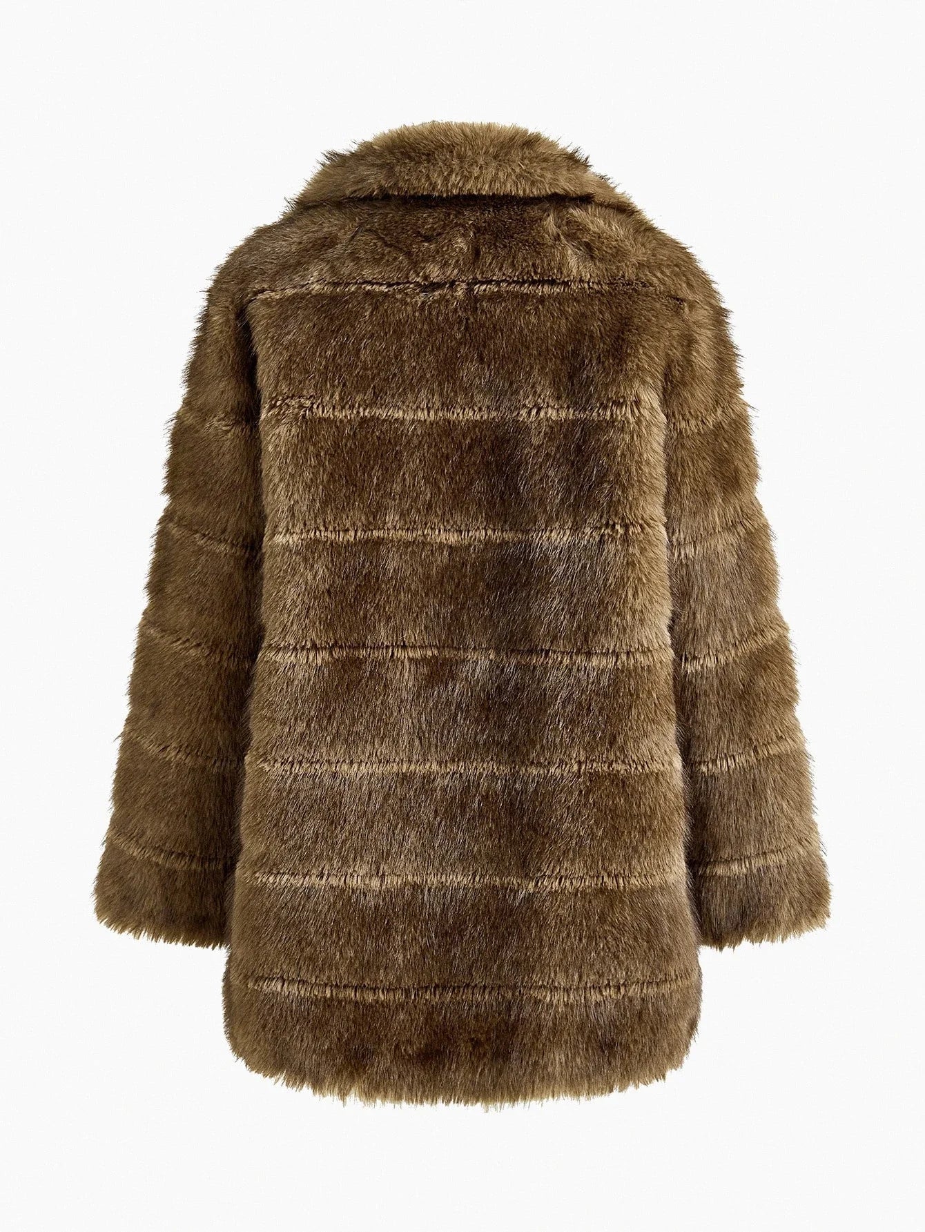 PREMIUM LAPEL COLLAR LONG SLEEVE FAUX FUR COAT