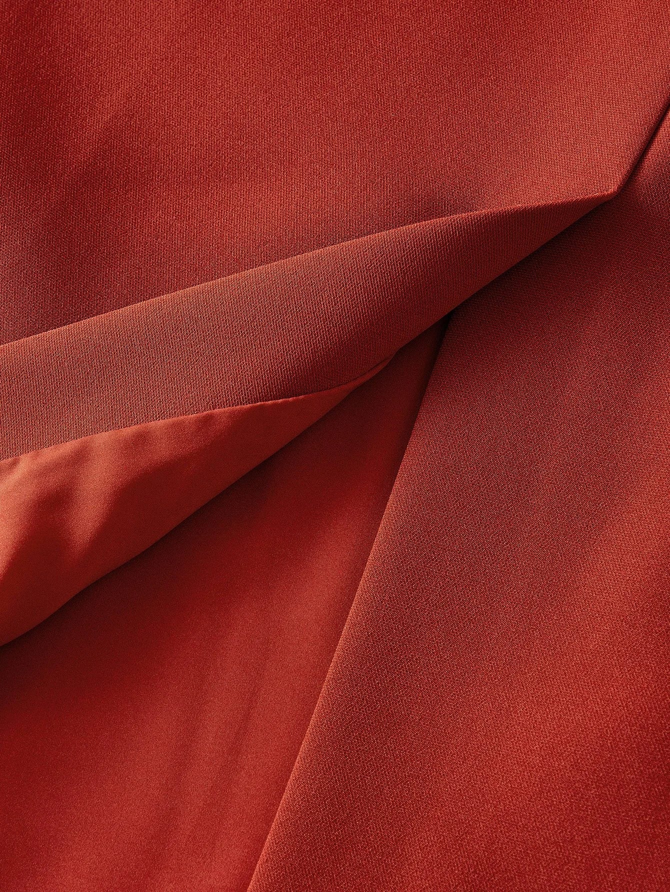 PREMIUM LAYERED RUFFLE TRIM ZIPPER BACK SPLIT HEM MIDI DRESS