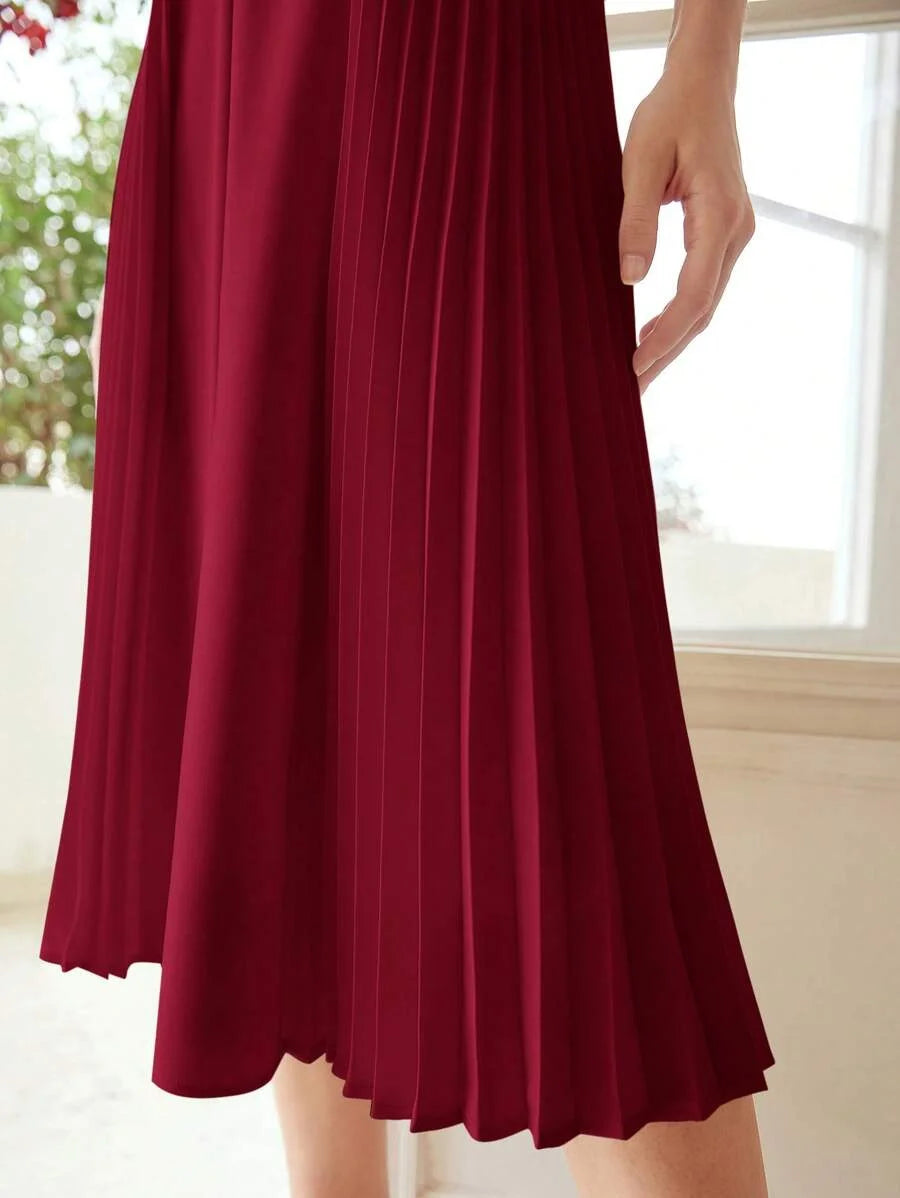 PREMIUM PLEATED CORSET MIDI DRESS