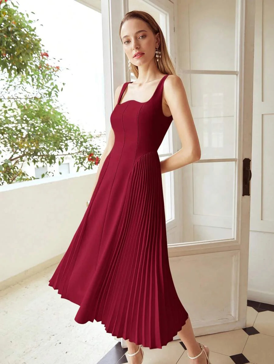 PREMIUM PLEATED CORSET MIDI DRESS