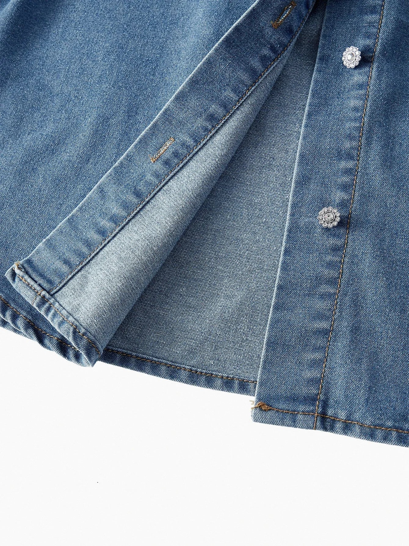 PREMIUM RAW EDGE HEART PATTERN DROP SHOULDER OVERSIZE DENIM SHIRT