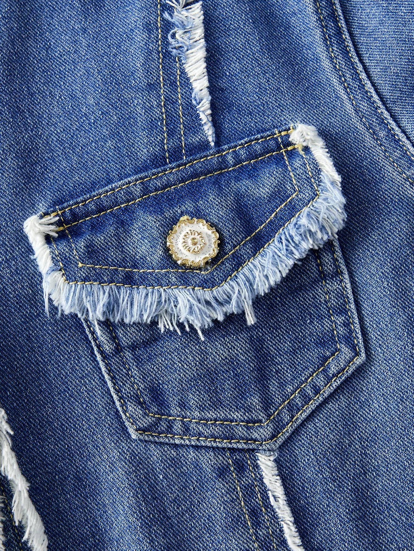 PREMIUM RAW HEM SINGLE BREASTED PLACKET DENIM JACKET