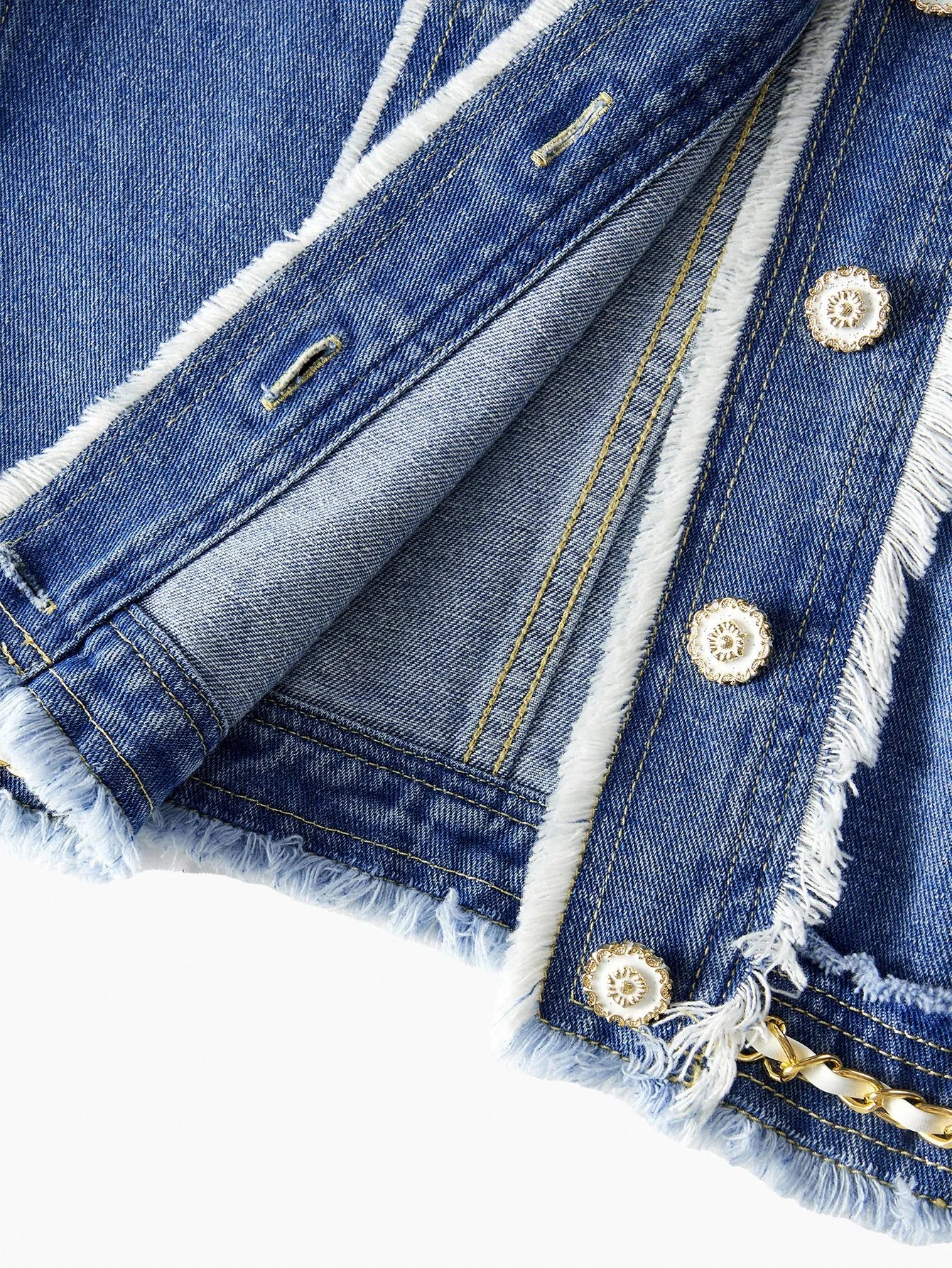 PREMIUM RAW HEM SINGLE BREASTED PLACKET DENIM JACKET
