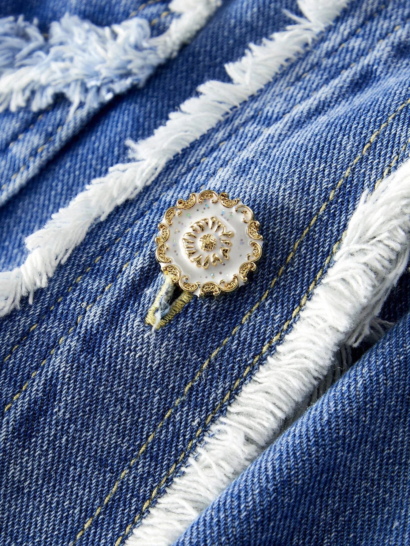 PREMIUM RAW HEM SINGLE BREASTED PLACKET DENIM JACKET