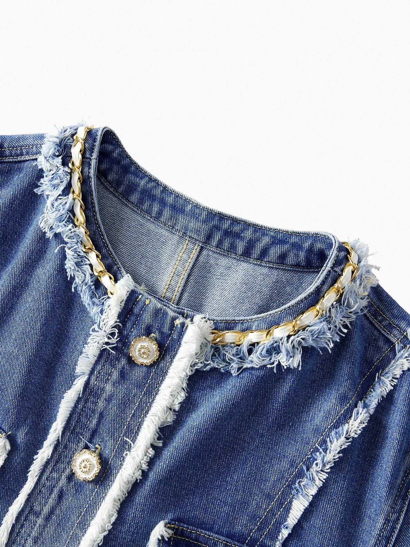PREMIUM RAW HEM SINGLE BREASTED PLACKET DENIM JACKET