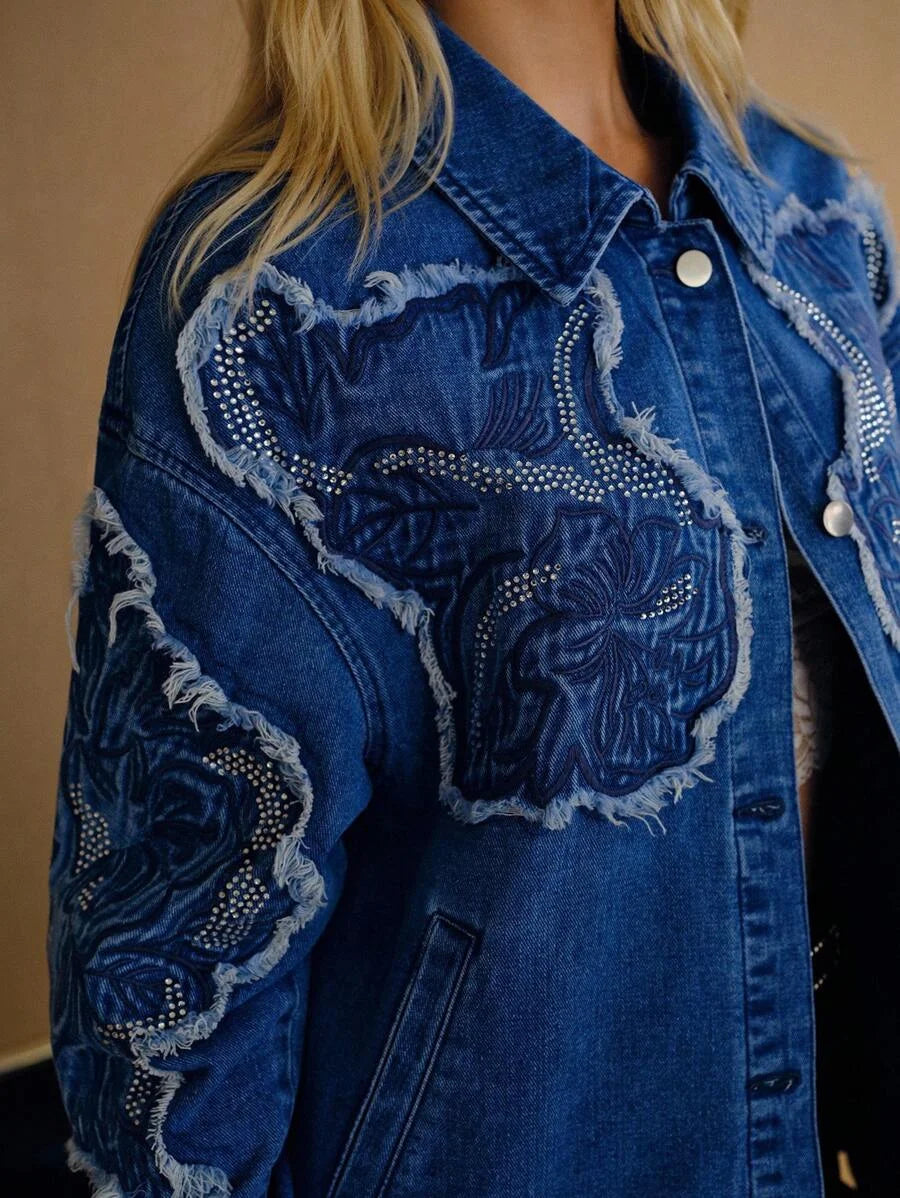 PREMIUM RAW TRIM BUTTON UP DENIM JACKET