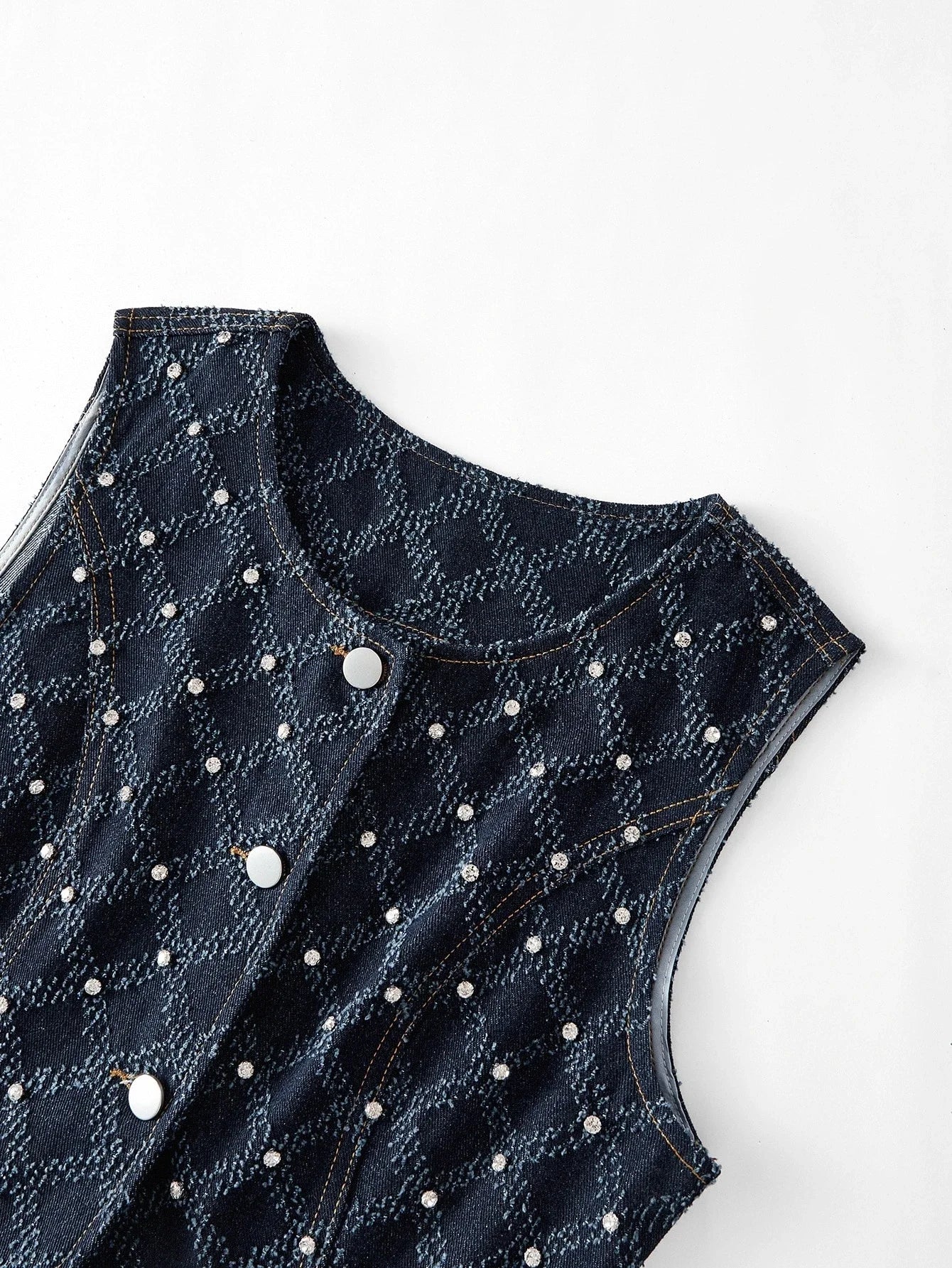 PREMIUM REFINED CASUAL TEXTURED DENIM FITTED WAIST TOP