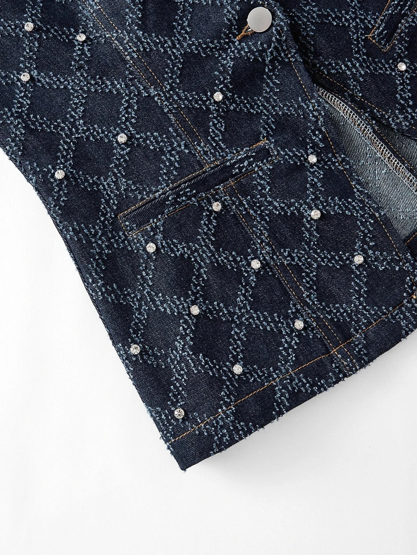 PREMIUM REFINED CASUAL TEXTURED DENIM FITTED WAIST TOP