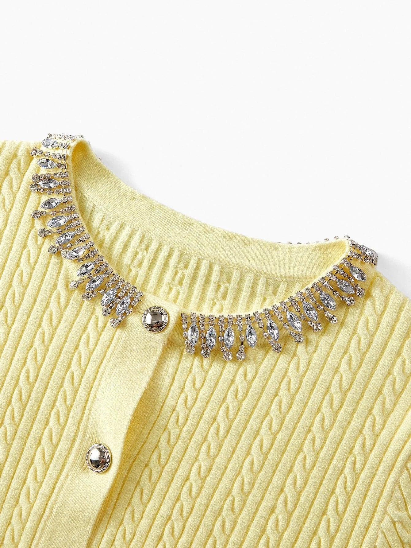 PREMIUM RHINESTONE BUTTON UP CARDIGAN