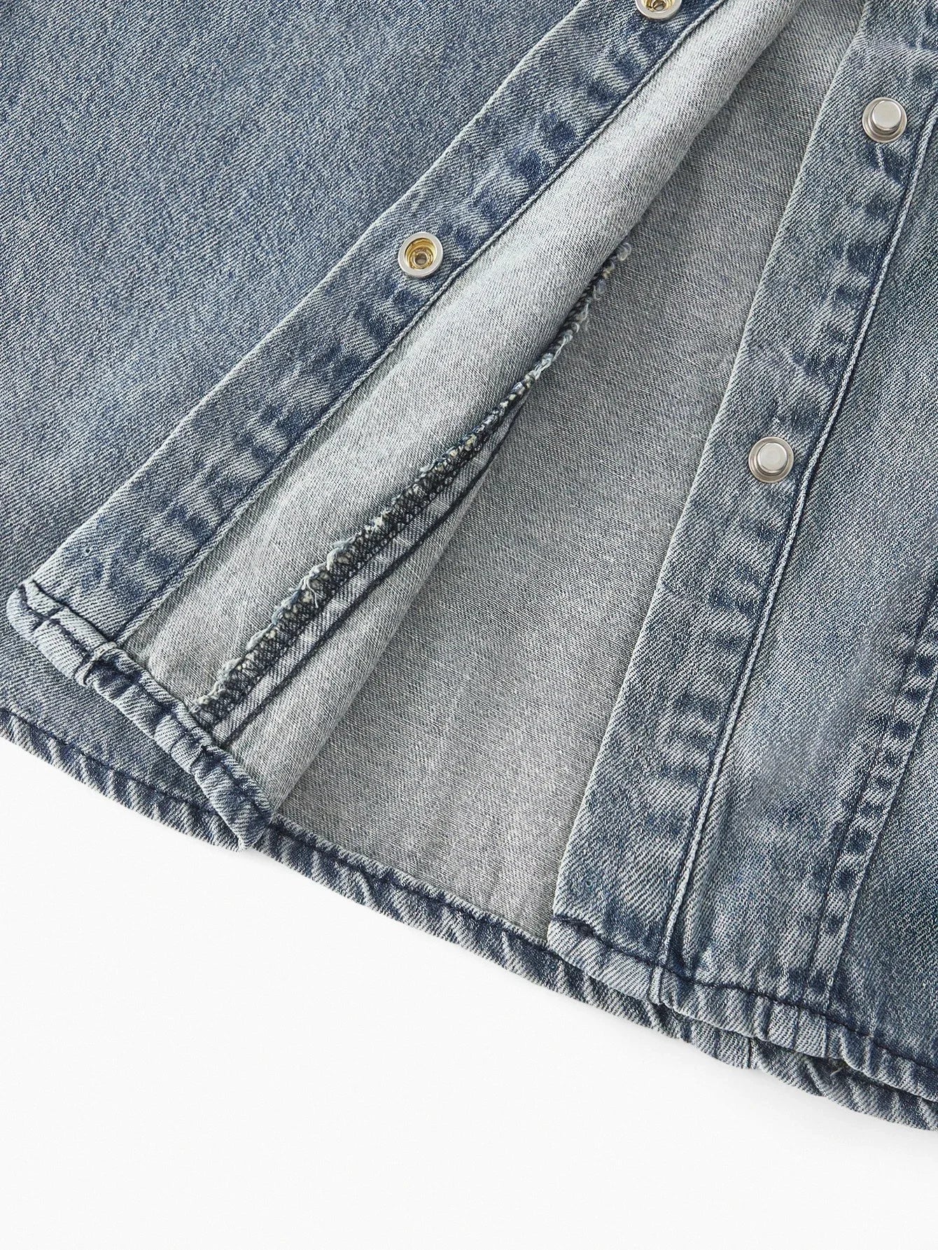 PREMIUM RHINESTONE BUTTON UP DENIM TOP