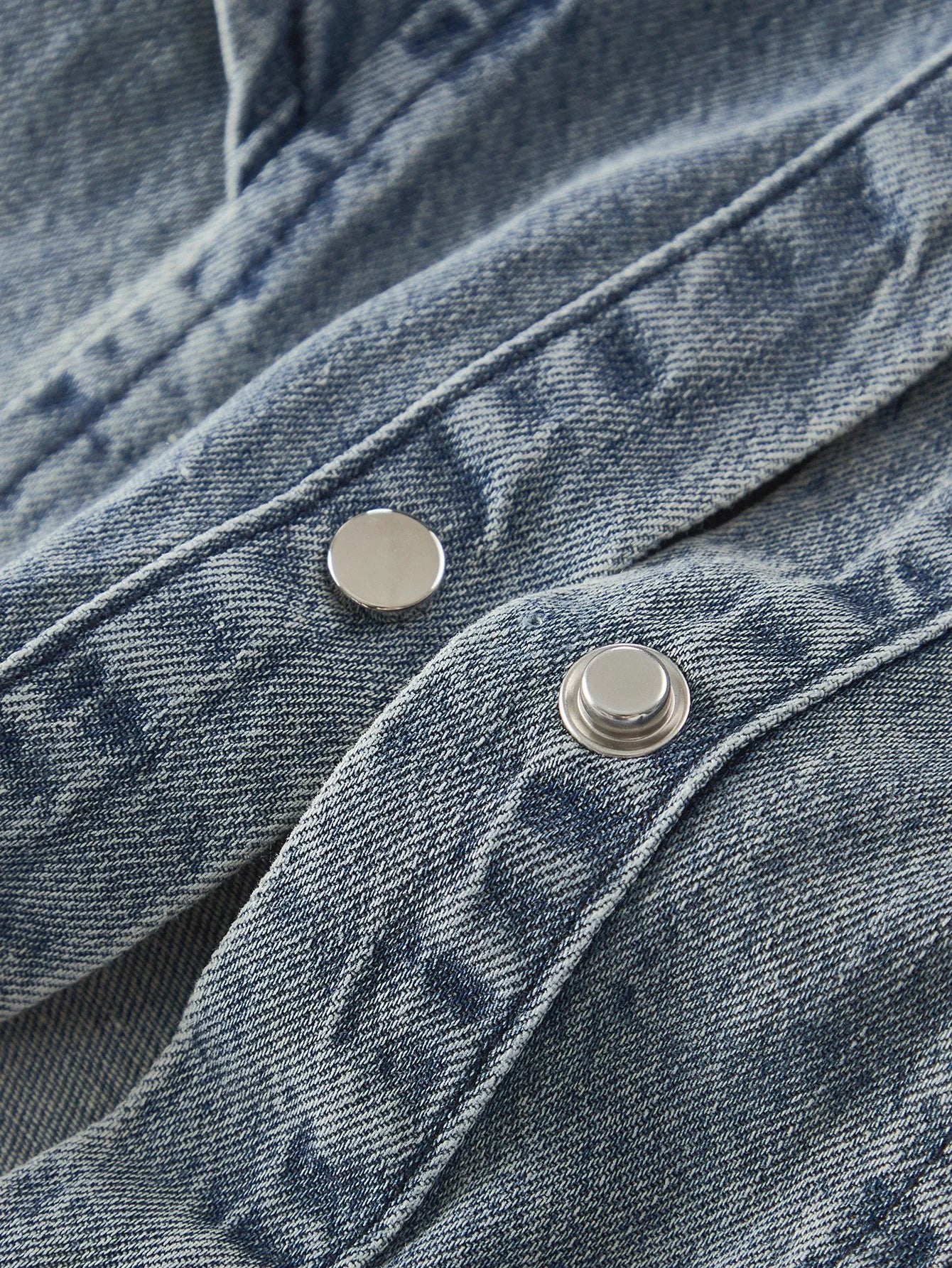 PREMIUM RHINESTONE BUTTON UP DENIM TOP