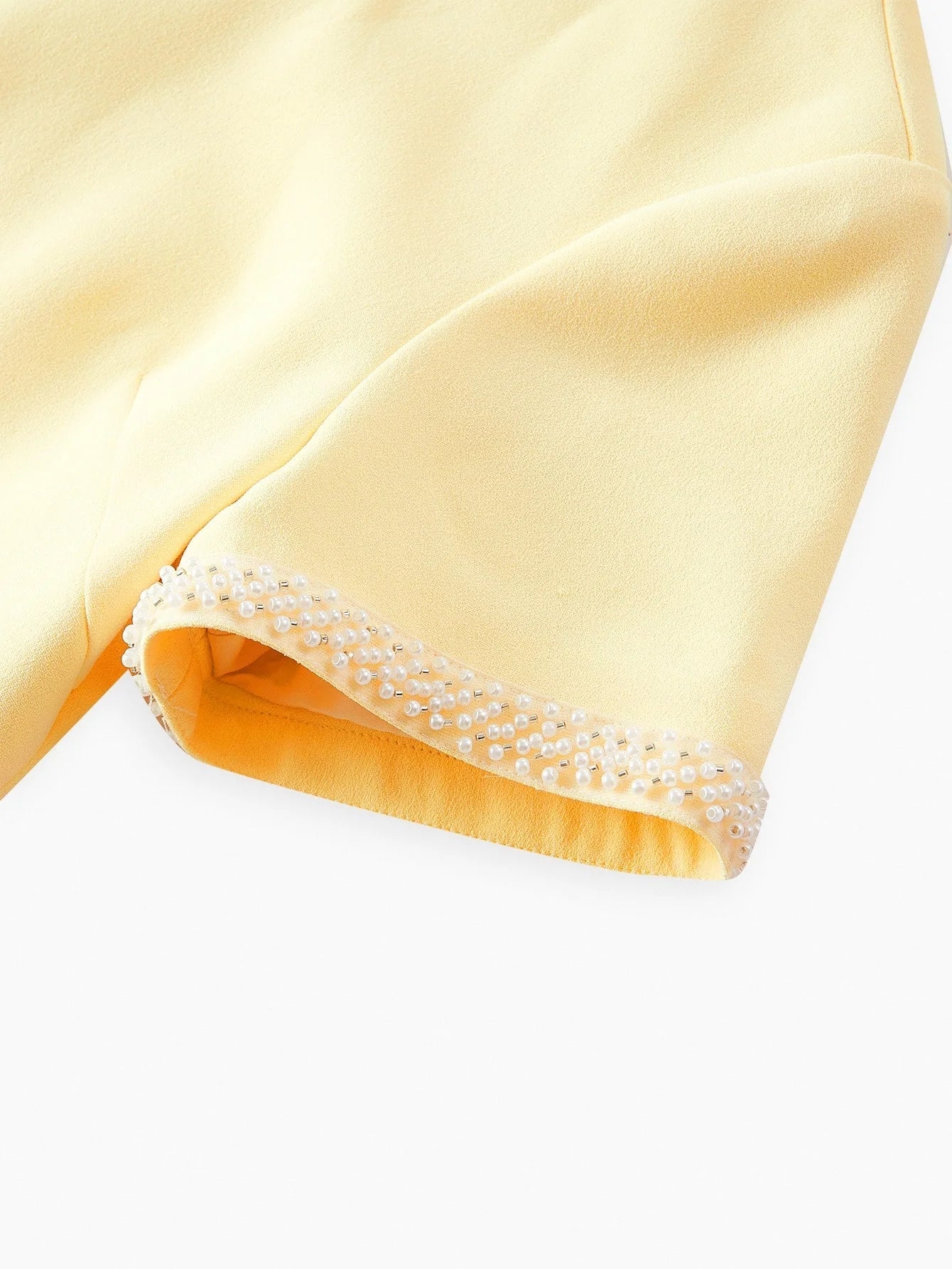 PREMIUM RHINESTONE CONTRAST COLLAR FAUX PEARL CUFF ZIP BACK MINI DRESS