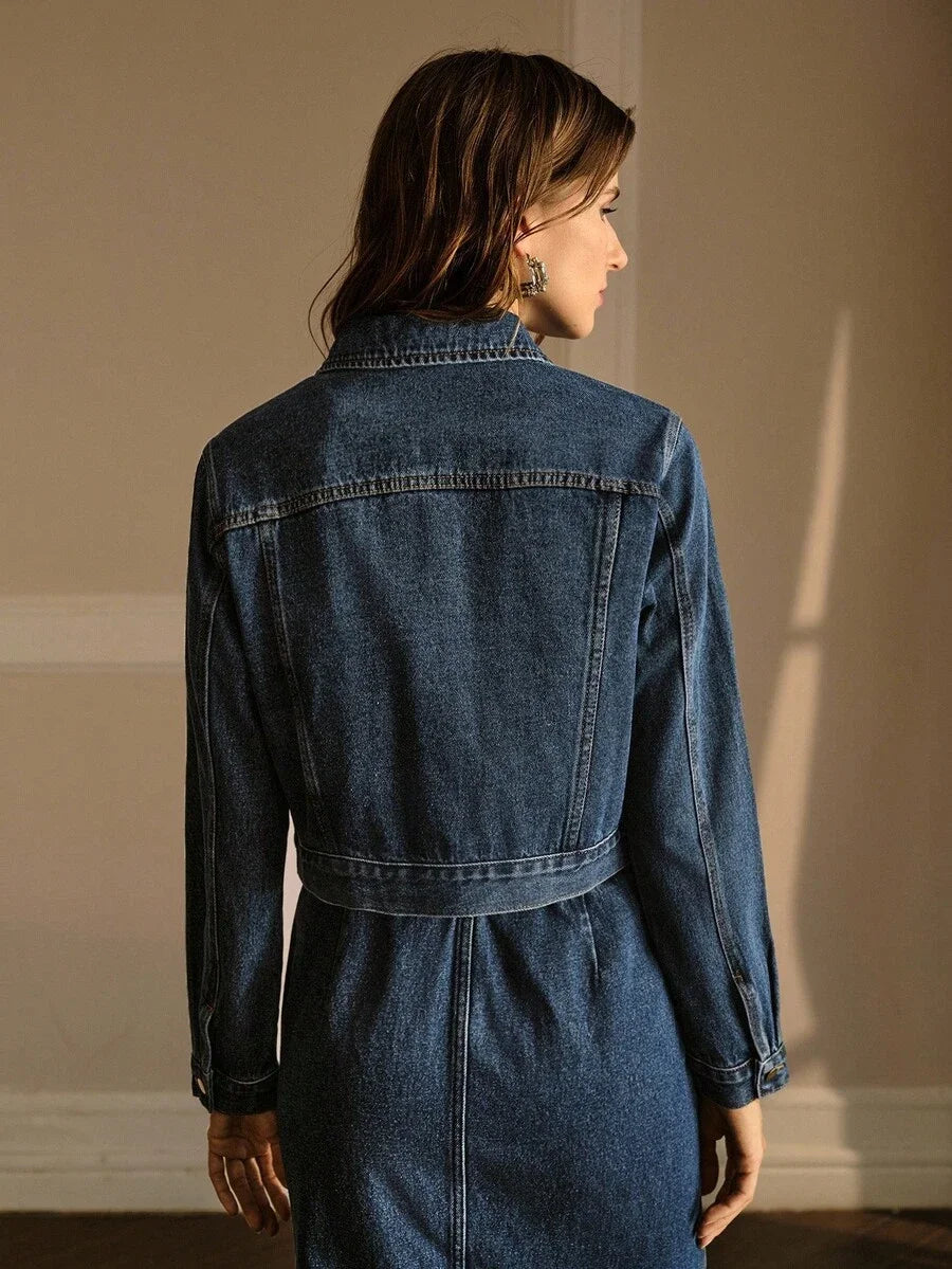 PREMIUM RHINESTONE EMBELLISHED BUTTON FRONT DENIM JACKET AUTUMNWINTER