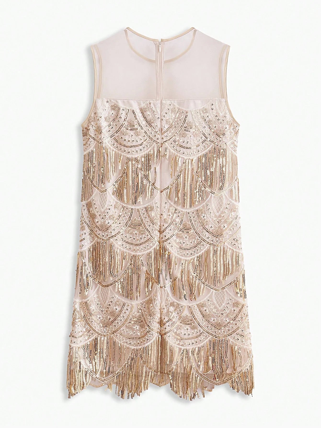 PREMIUM SEQUIN FRINGE MESH DRESS
