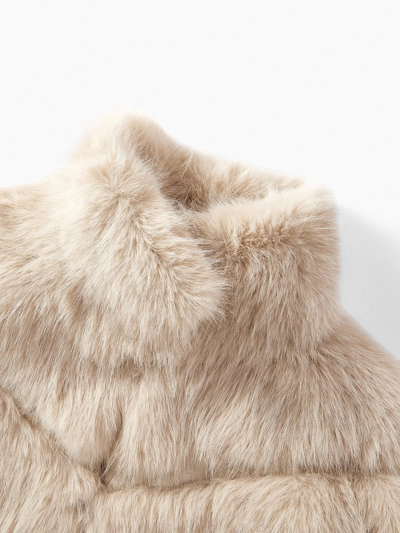 PREMIUM SOLID FASHION HIGH NECK FAUX FUR COAT