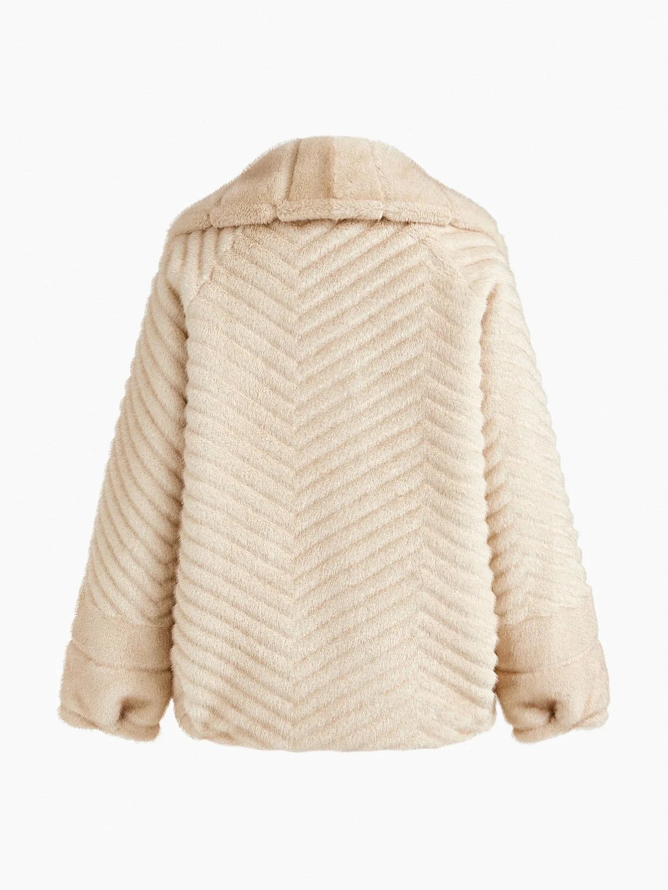 PREMIUM SOLID LAPEL COLLAR FAUX FUR COAT