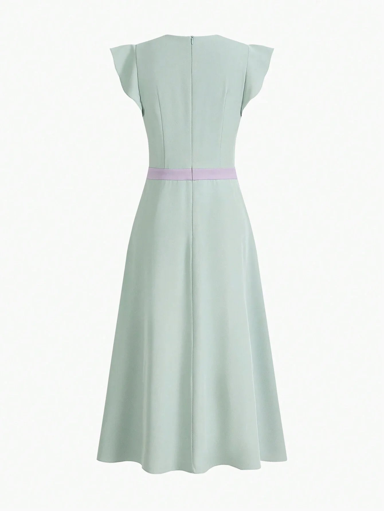 PREMIUM SOLID VNECK RUFFLE ARMHOLE FOLD PLEATED DRESSSUMMER OUTFITS