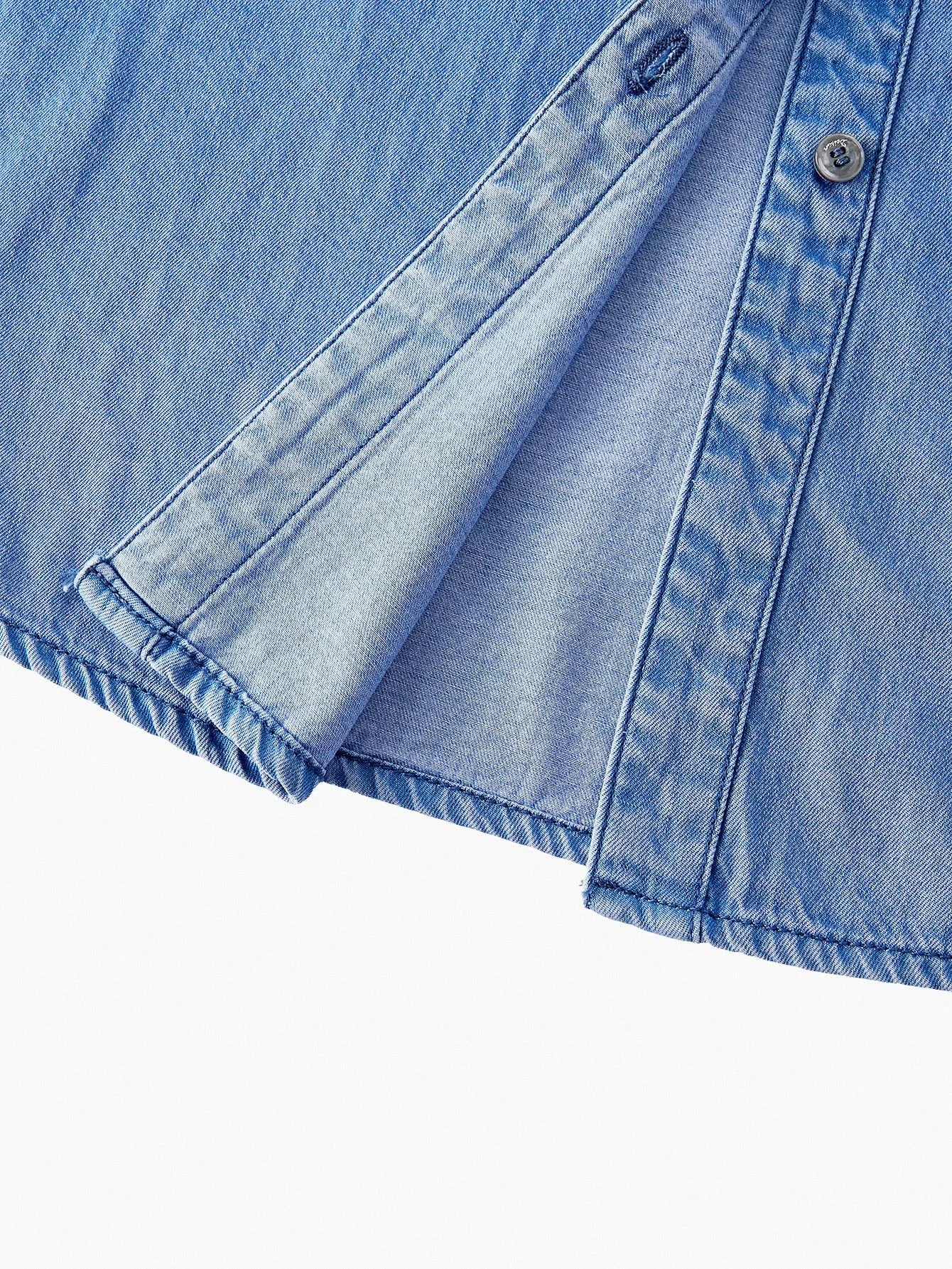PREMIUM STUDDED DETAIL DROP SHOULDER OVERSIZE DENIM SHIRT