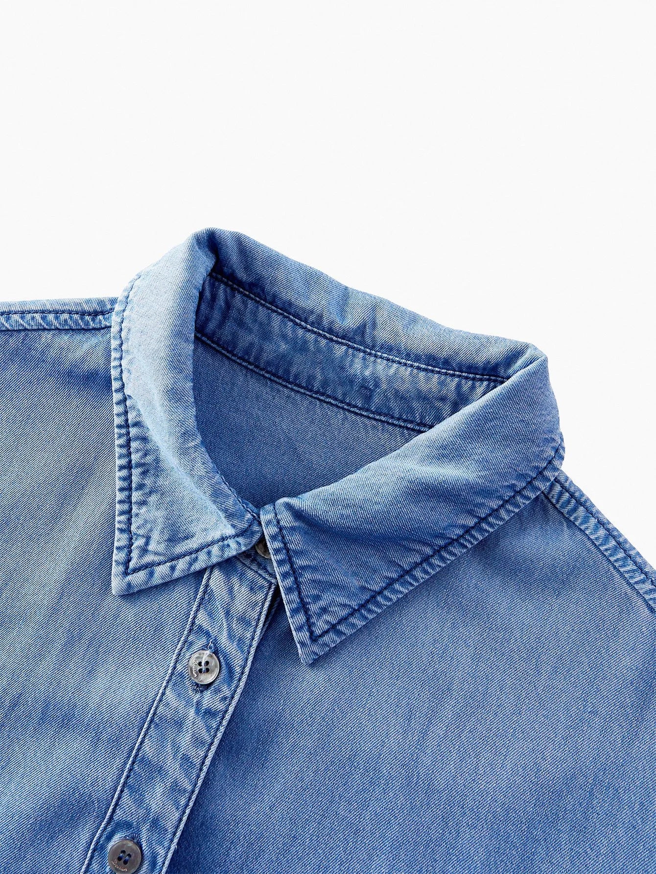 PREMIUM STUDDED DETAIL DROP SHOULDER OVERSIZE DENIM SHIRT