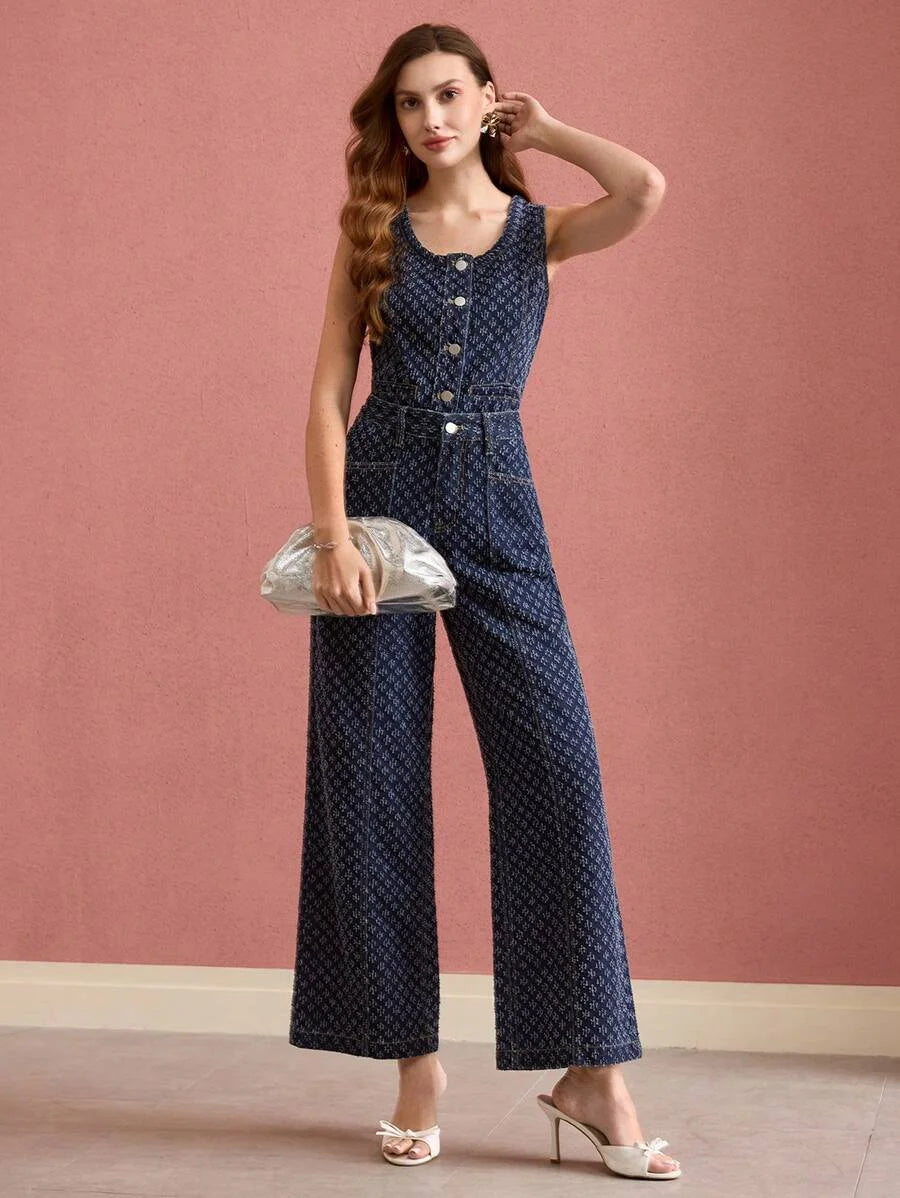 PREMIUM TEXTURED BUTTON UP DENIM TANK TOPSPRINGSUMMER
