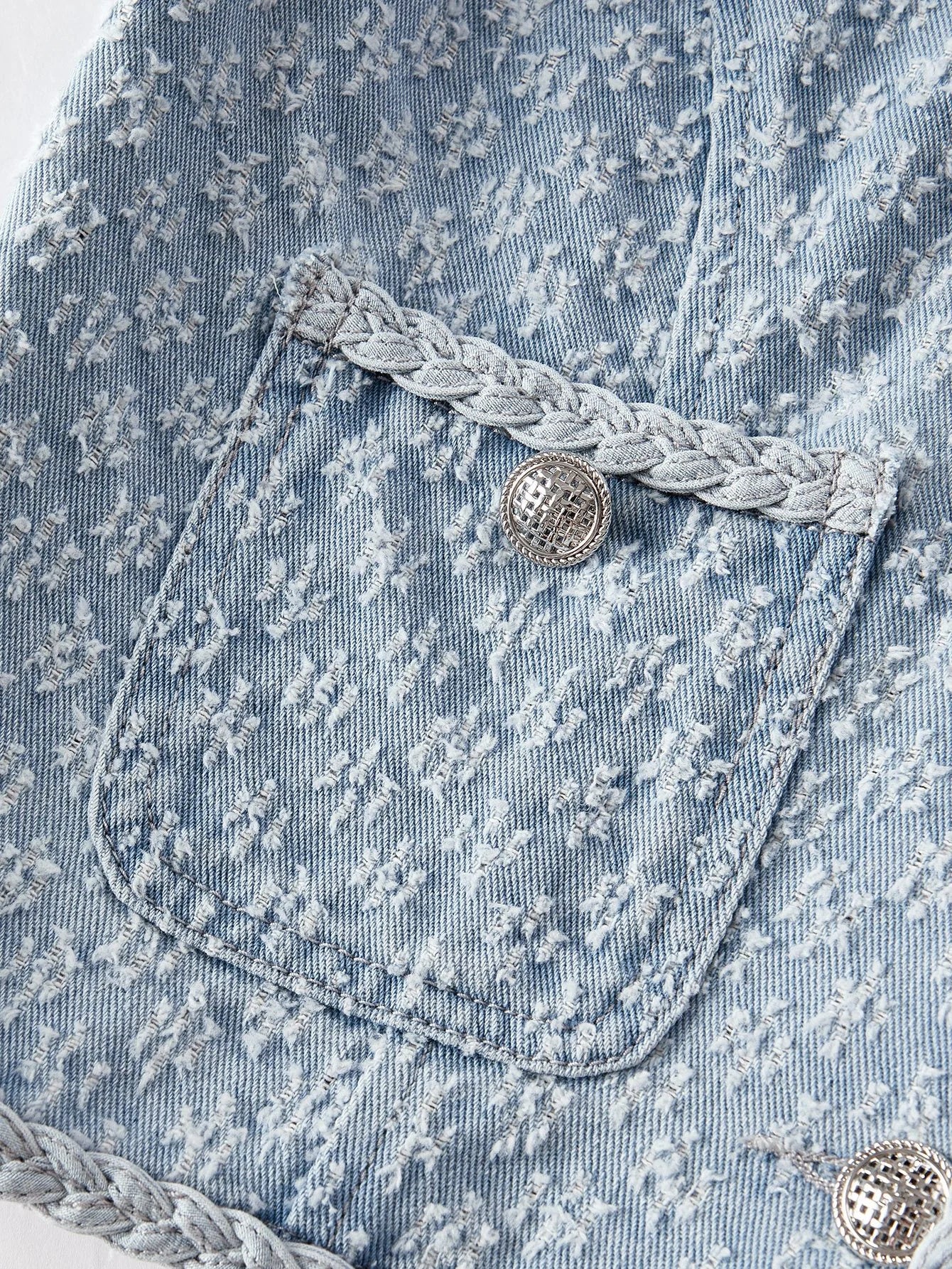 PREMIUM TEXTURED KNIT PATCH POCKET DENIM VEST JACKET