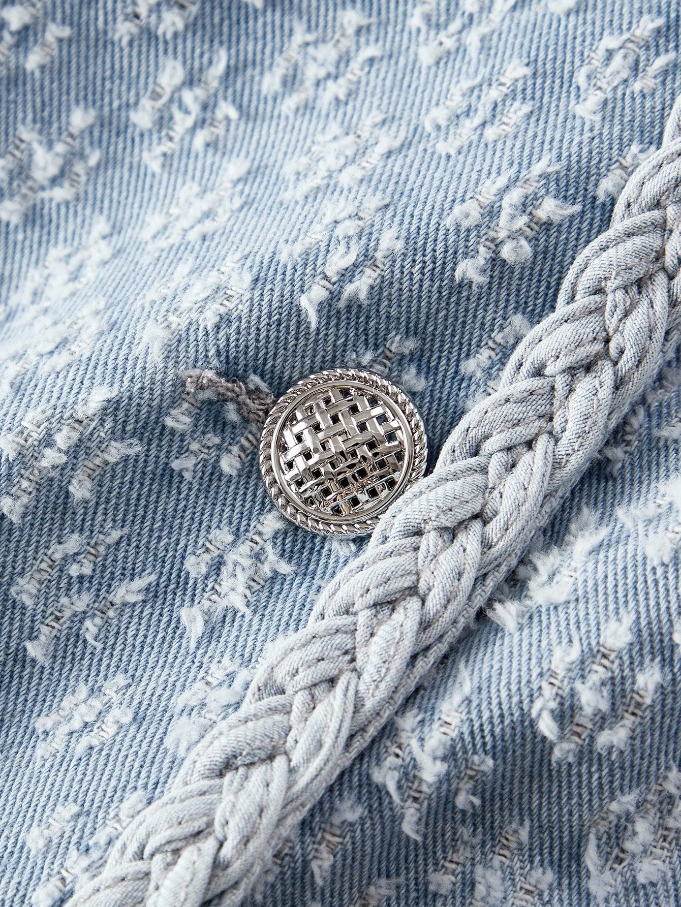 PREMIUM TEXTURED KNIT PATCH POCKET DENIM VEST JACKET