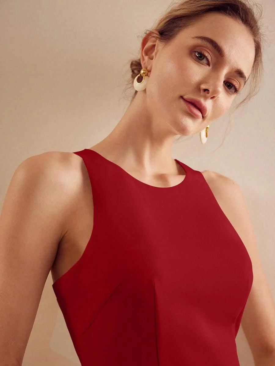 PREMIUM THIGH SLIT BACKLESS DRESS