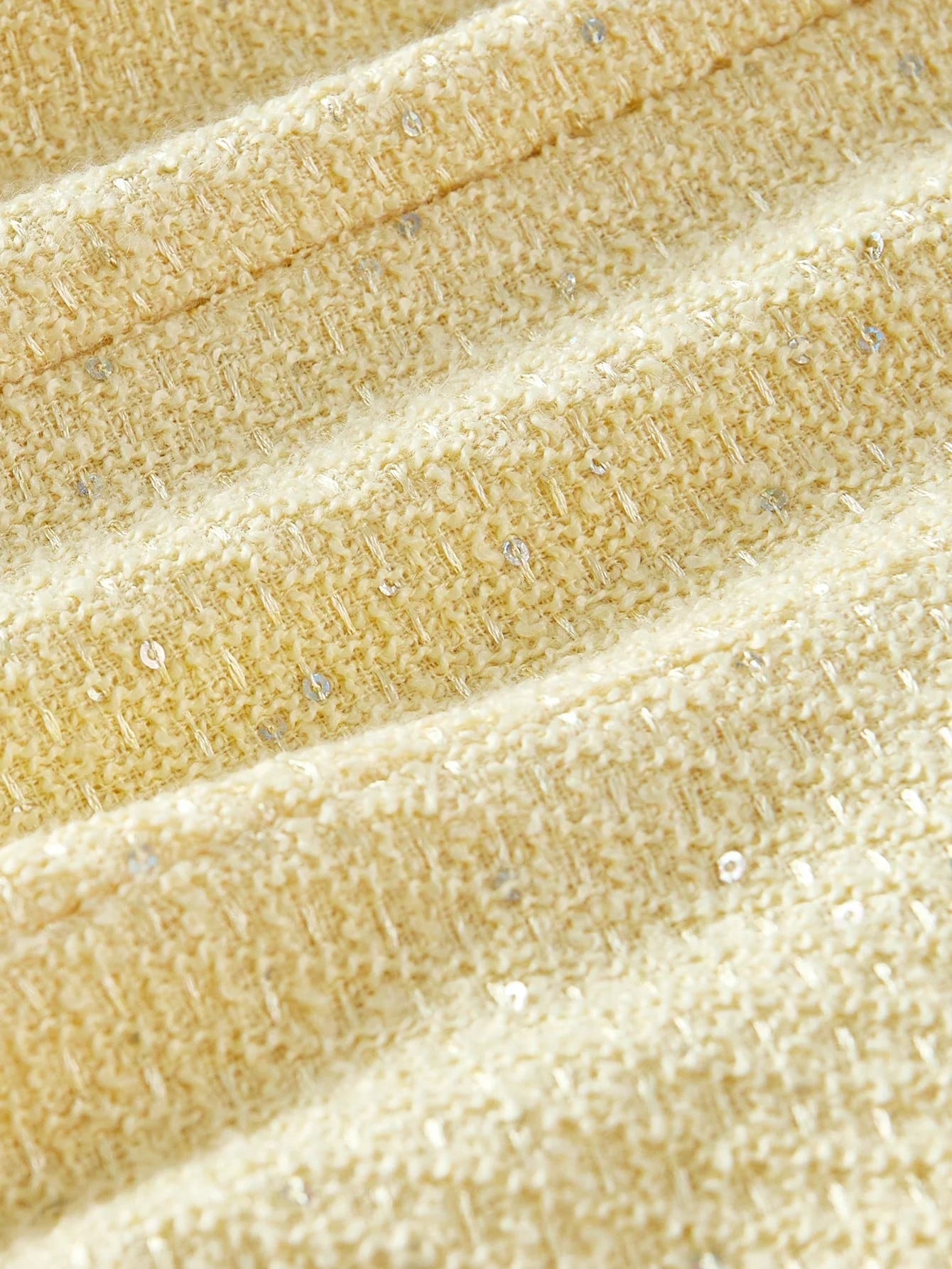 PREMIUM TWEED BUTTON DECOR PLEATED HEM DRESS