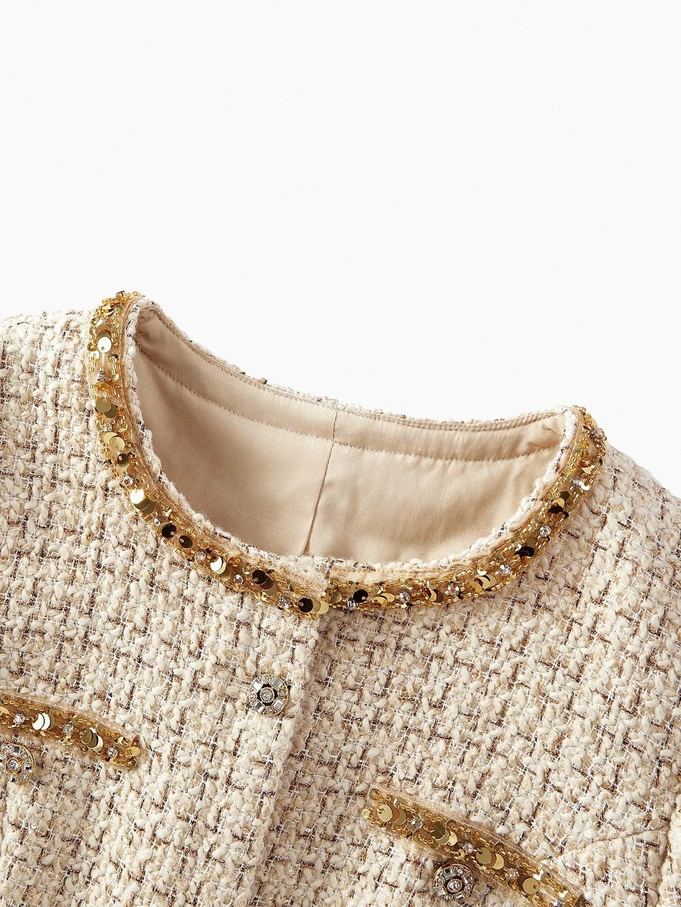 PREMIUM TWEED CONTRAST SEQUIN MIDI DRESS