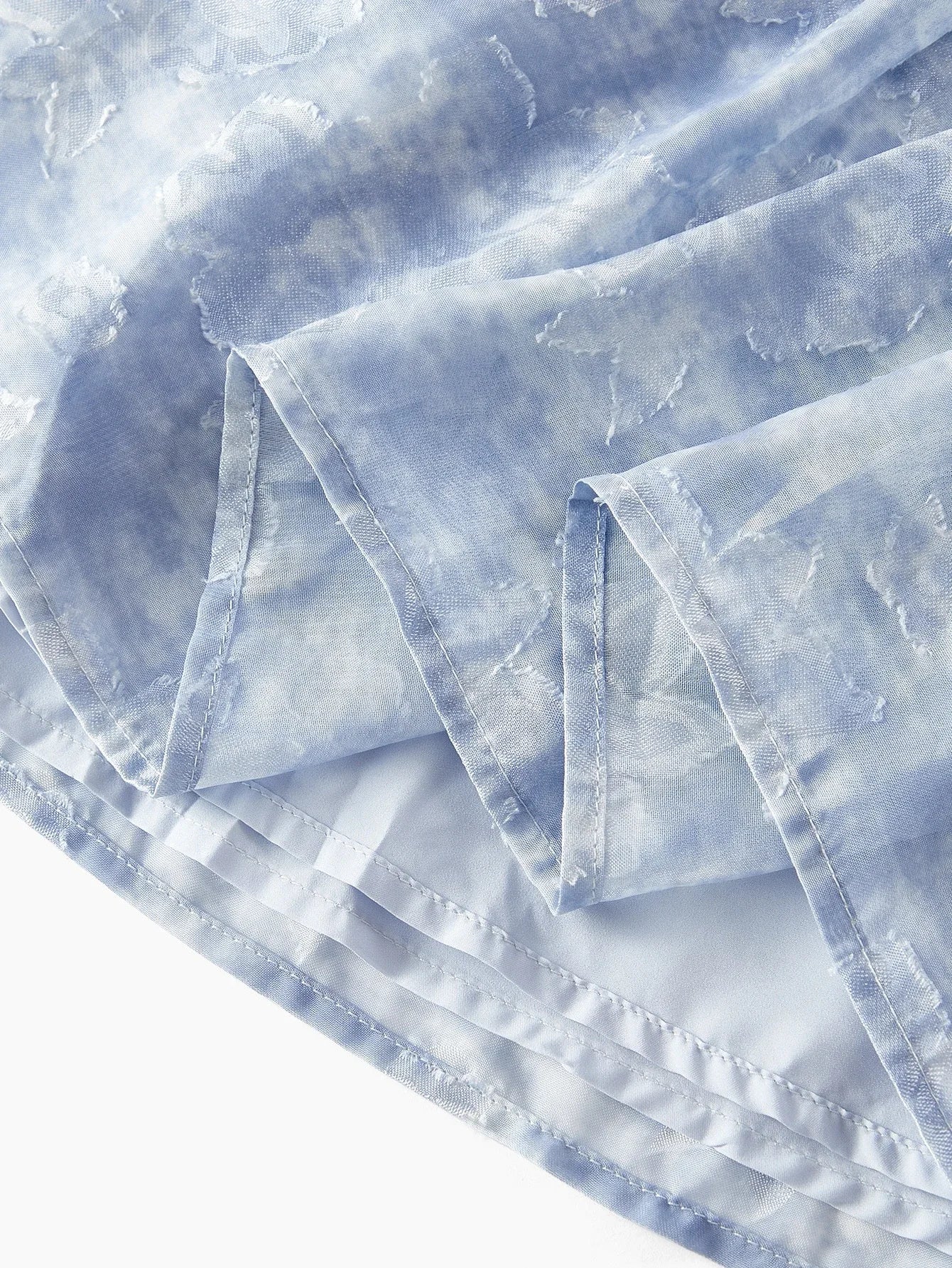 PREMIUM VINTAGE FRENCH STYLE JACQUARD TIEDYE LANTERN SLEEVE CONTRAST LACE SUMMER DRESS