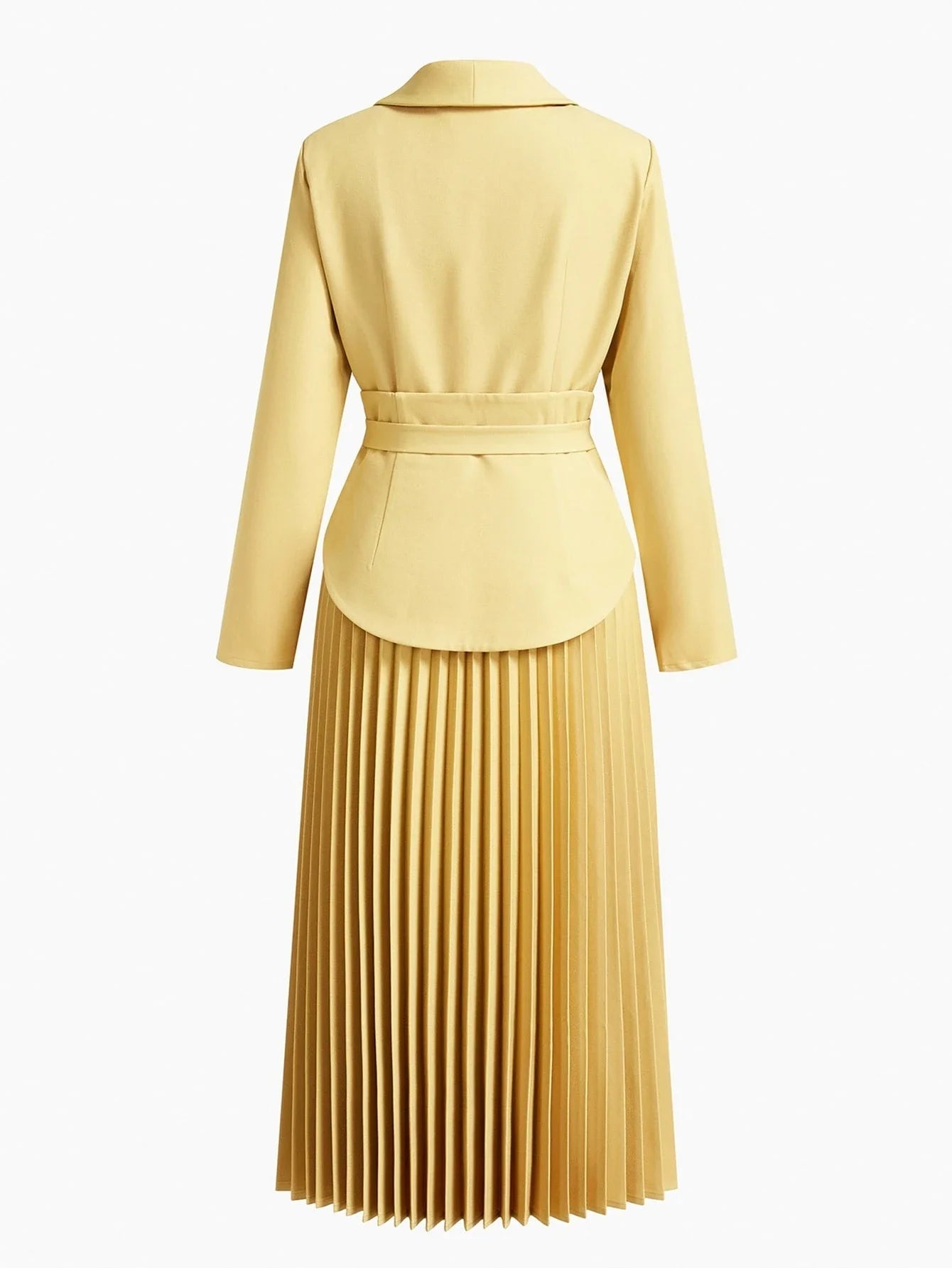 PREMIUM WOMENS AUTUMNWINTER SHAWL COLLAR BELTED PLEATED MIDLENGTH DRESS