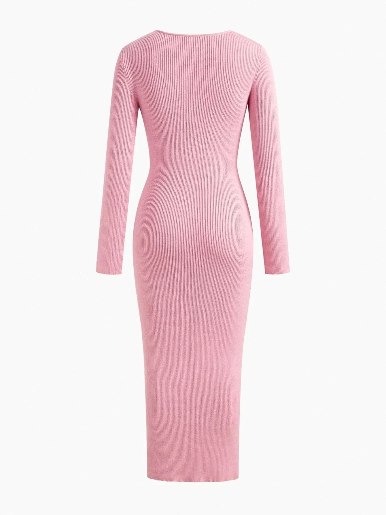 PREMIUM Womens Elegant Solid Color Hollow Out Fitted Long Knit Dress Fall Winter Clothes