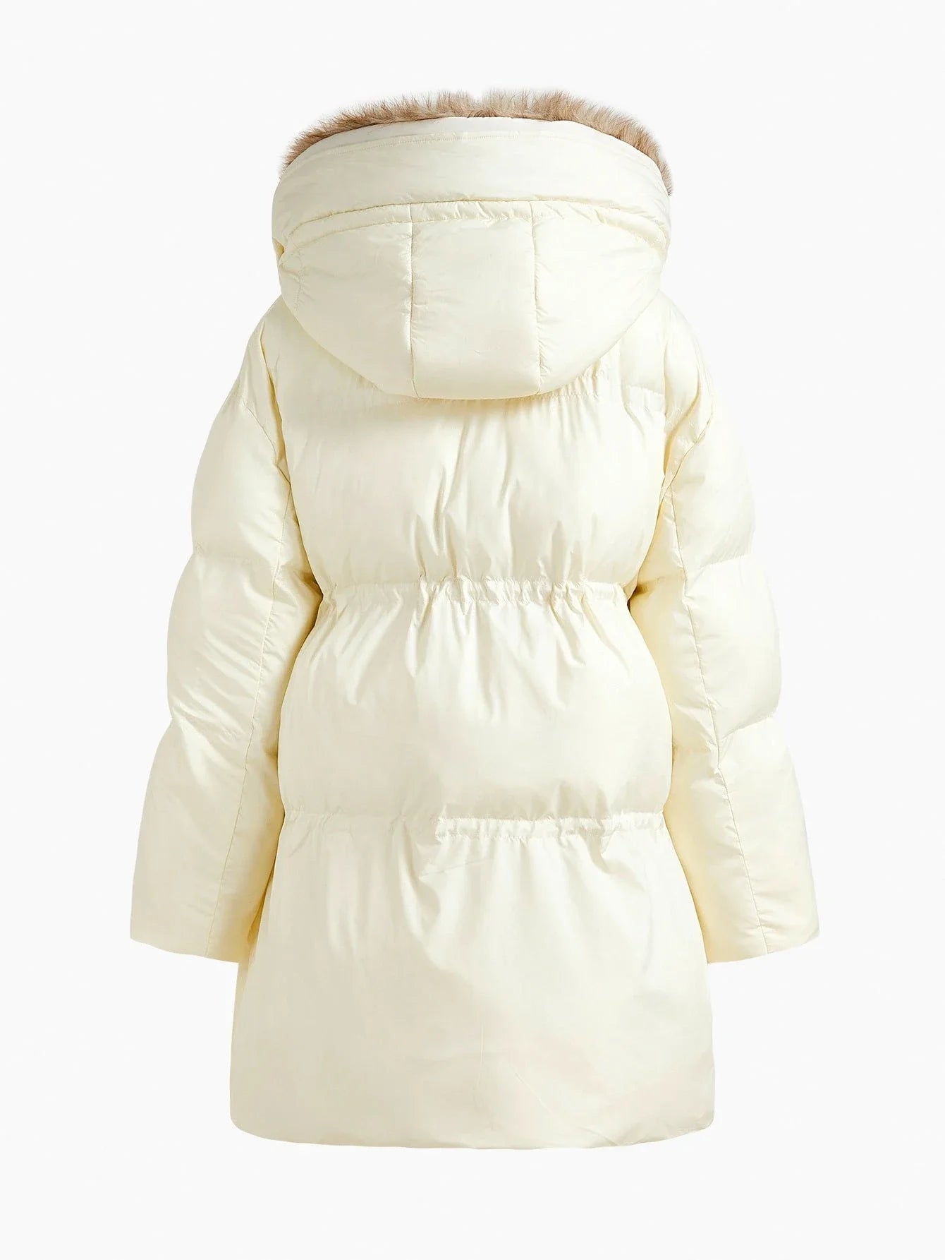 PREMIUM WOMENS LONG SLEEVE CONTRAST FURRY HOODED PADDED COAT AUTUMNWINTER