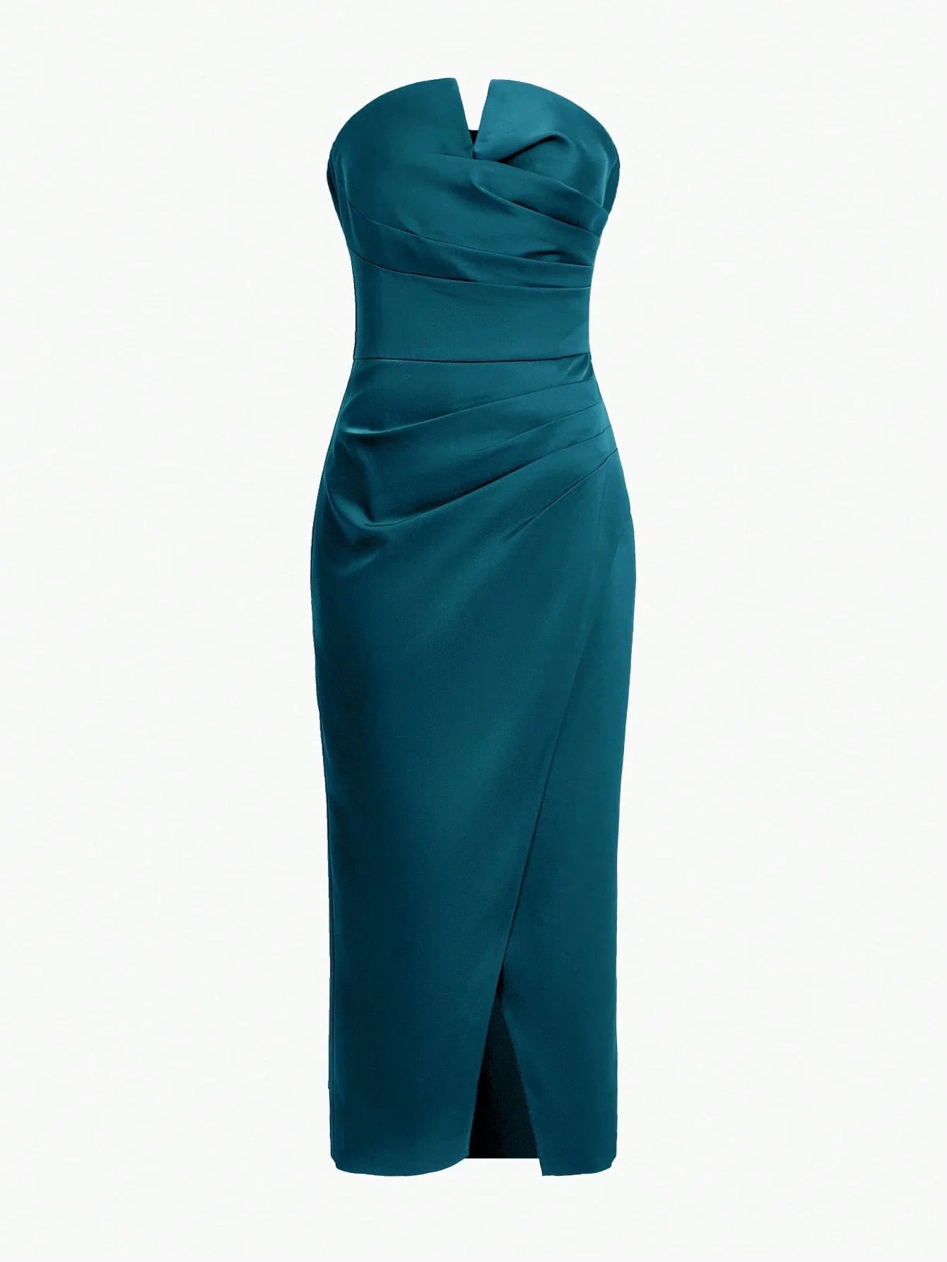 PREMIUM WOMENS PLEATED WRAP AROUND HEM BANDEAU DRESS