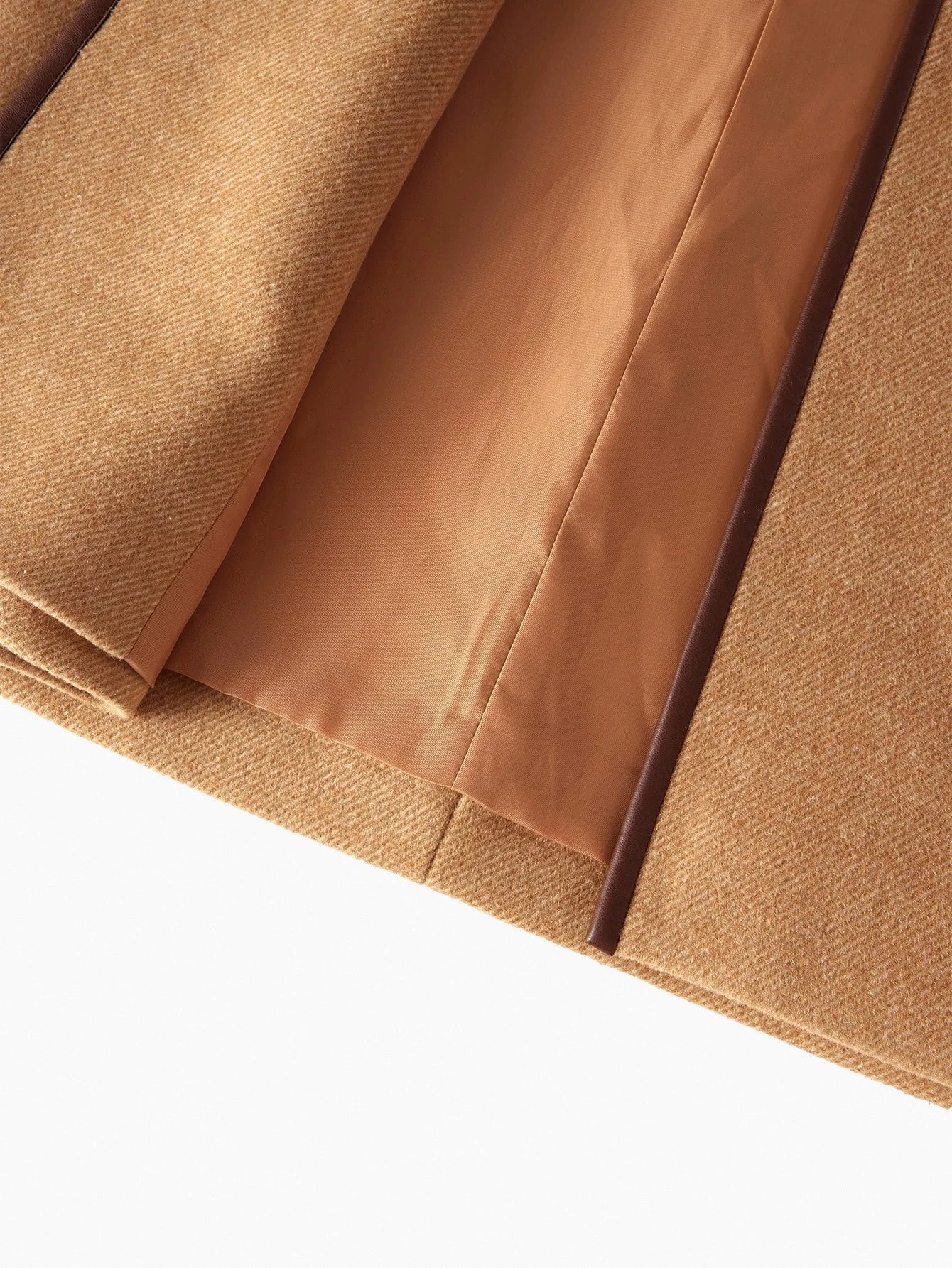 PREMIUM WOOL AUTUMNWINTER VINTAGESTYLE ELEGANT COMMUTER CONTRAST TRIM BLEND BELTED COAT