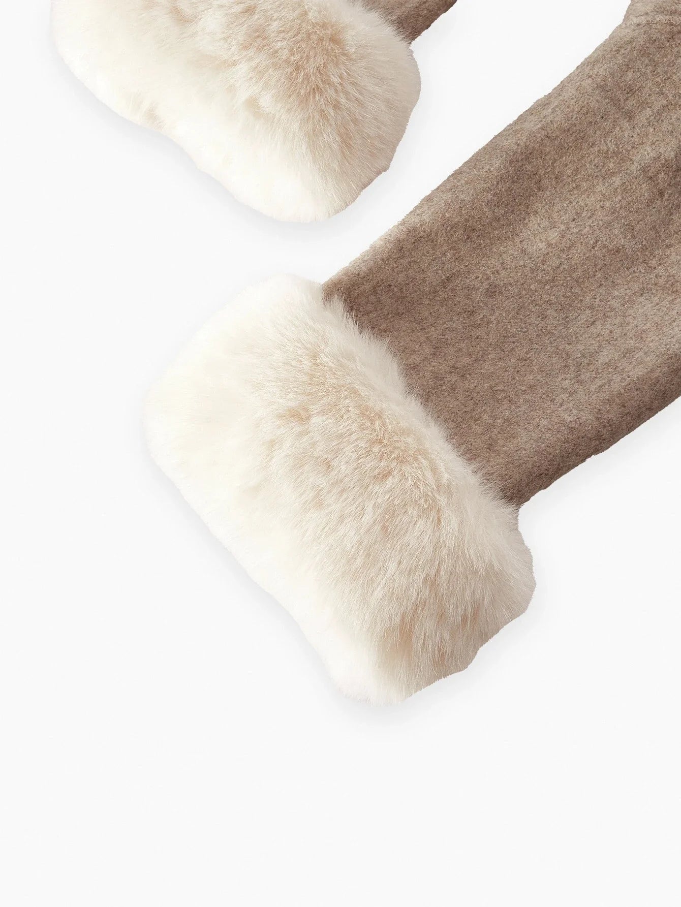 PREMIUM WOOL BELTED CONTRAST FAUX FUR OVERCOAT