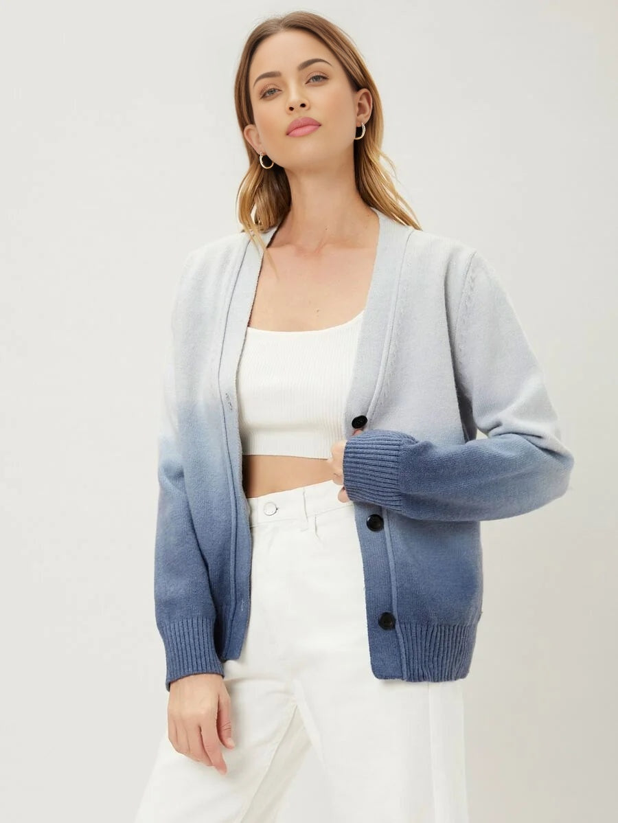 PREMIUM WOOL BLEND OMBRE CARDIGAN