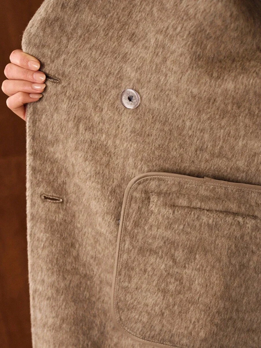 PREMIUM WOOL PEAK COLLAR DOUBLE BREASTED OVERCOAT