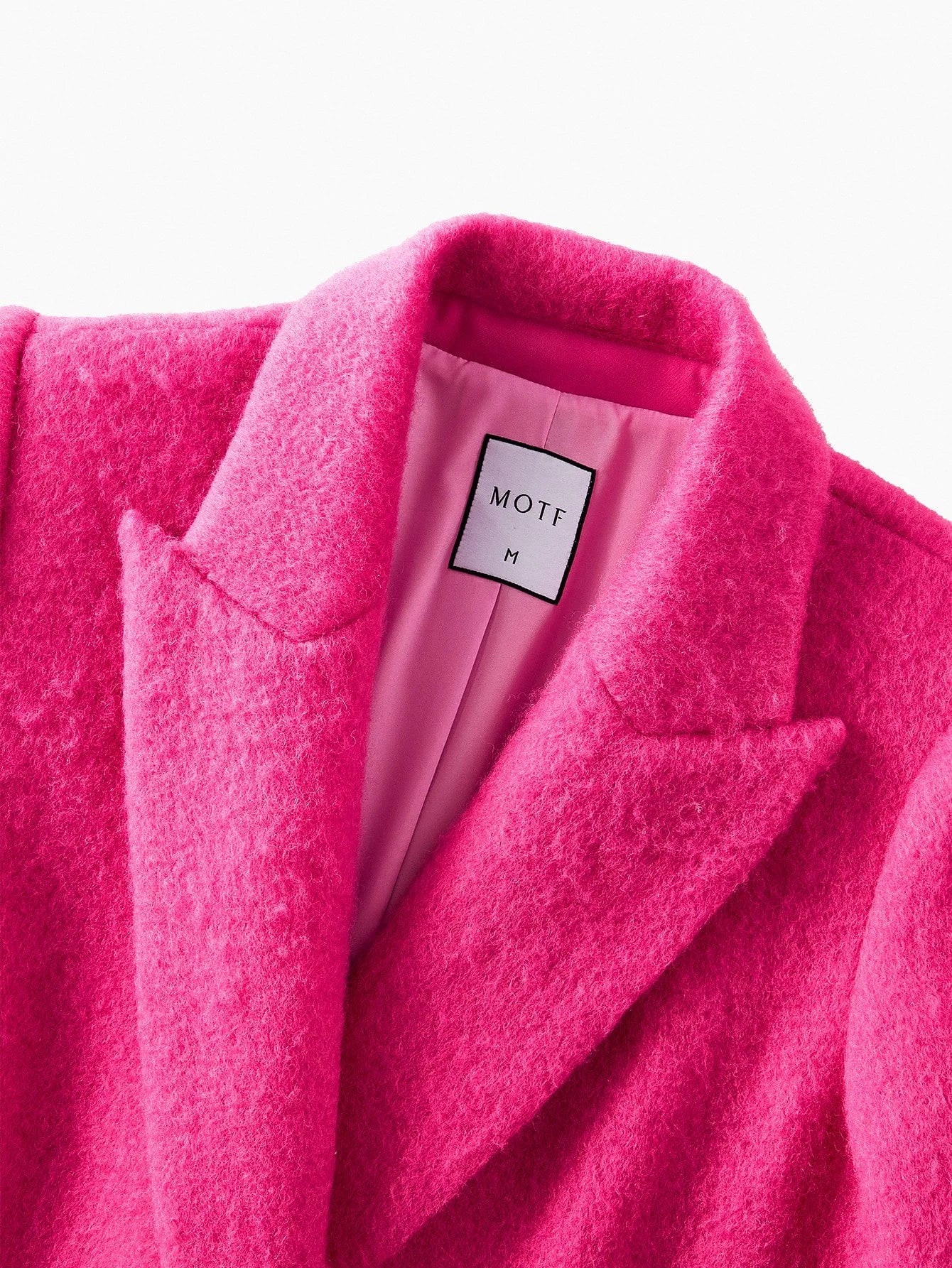 PREMIUM WOOL PEAK COLLAR RHINESTONE PLACKET BELTED OVERCOAT