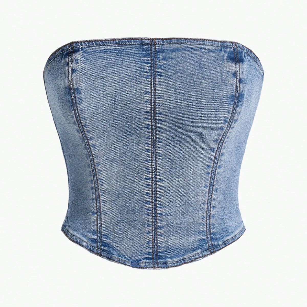 PREMIUM ZIPPER BACK DENIM TUBE TOP