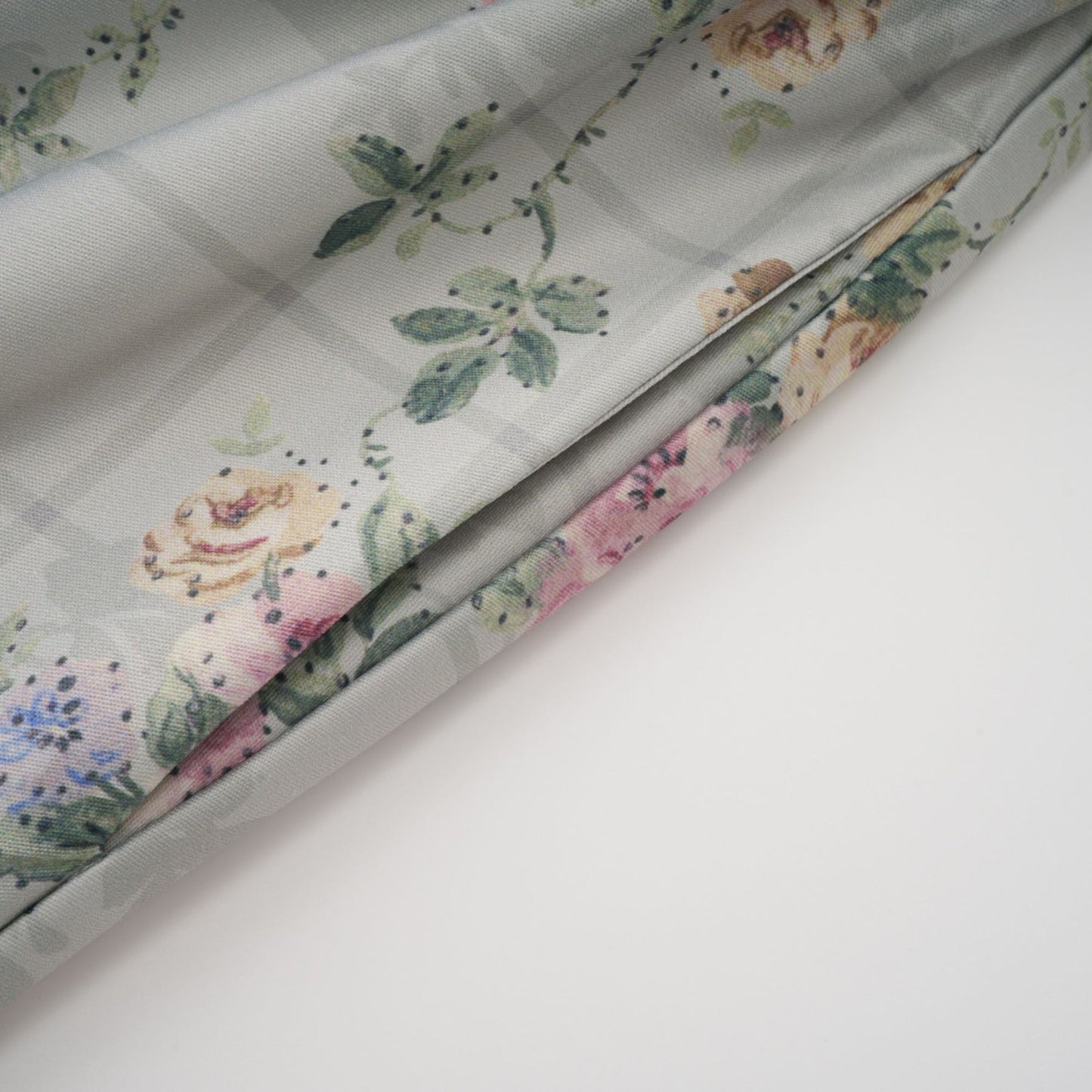 Prunelle sagegreen floralprint shirred midi dress