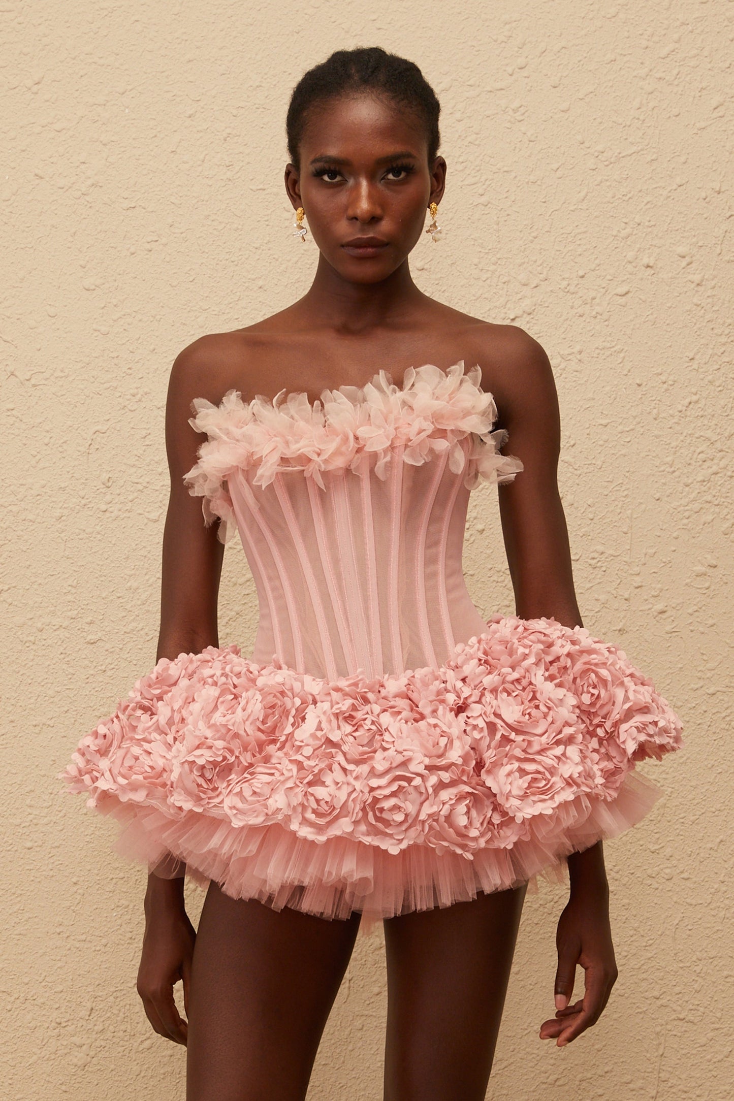 Rachel Pink 3D Petal Tulle Mini Dress